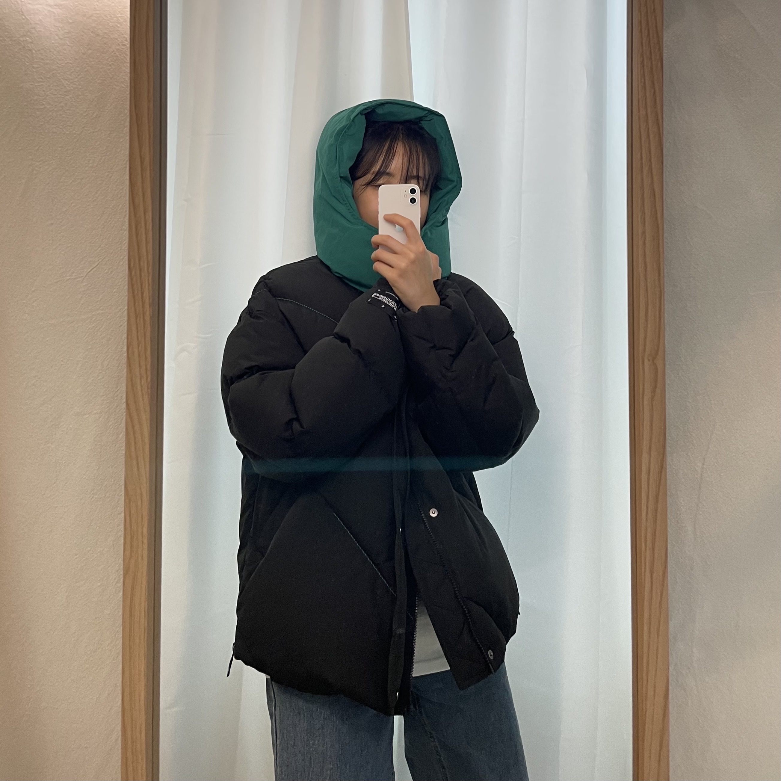 Zara x Ader Error Oversize Puffer Jacket Black 착용 스타일 - 2