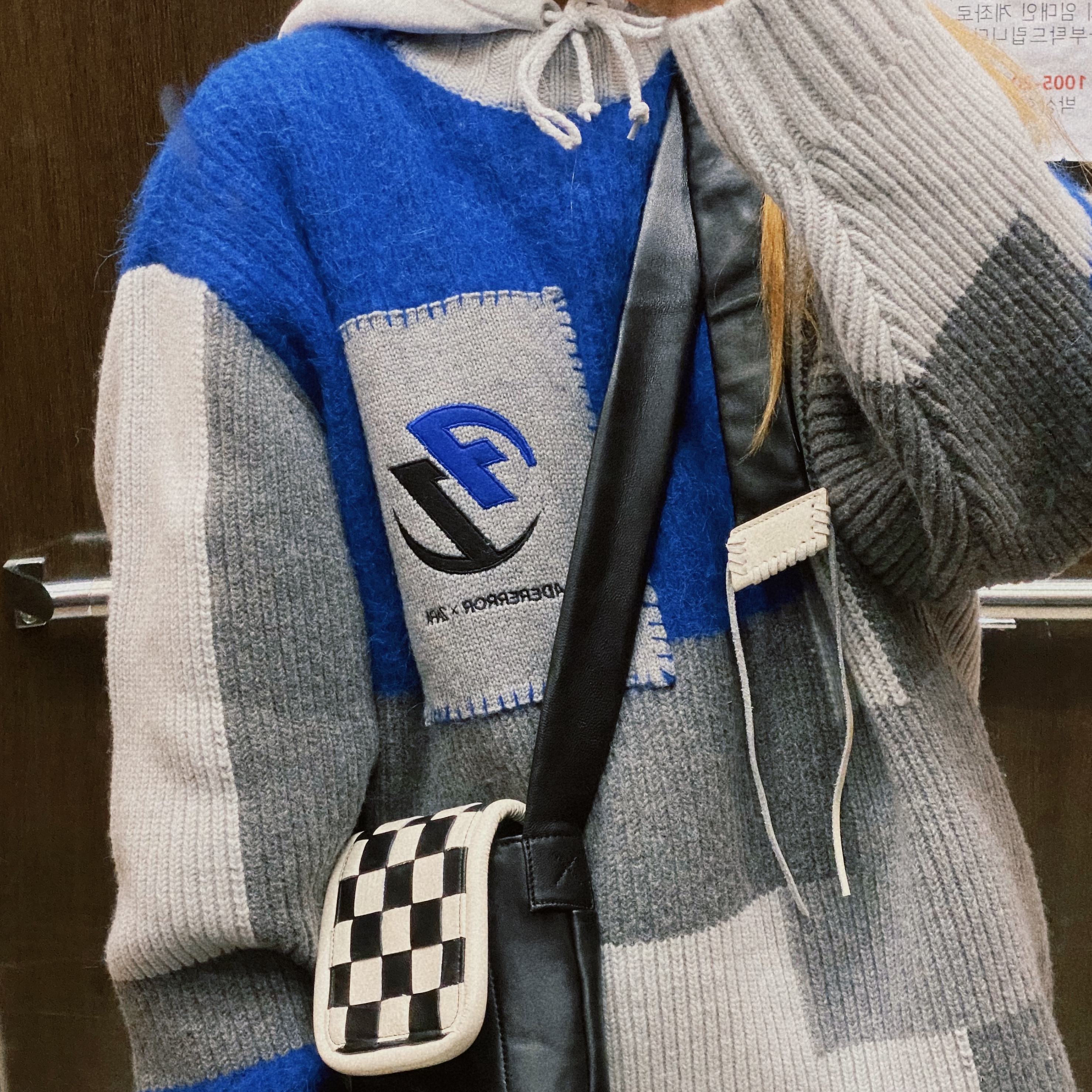 Zara x Ader Error Patchwork Oversize Knit Sweater Multicolor 착용 스타일