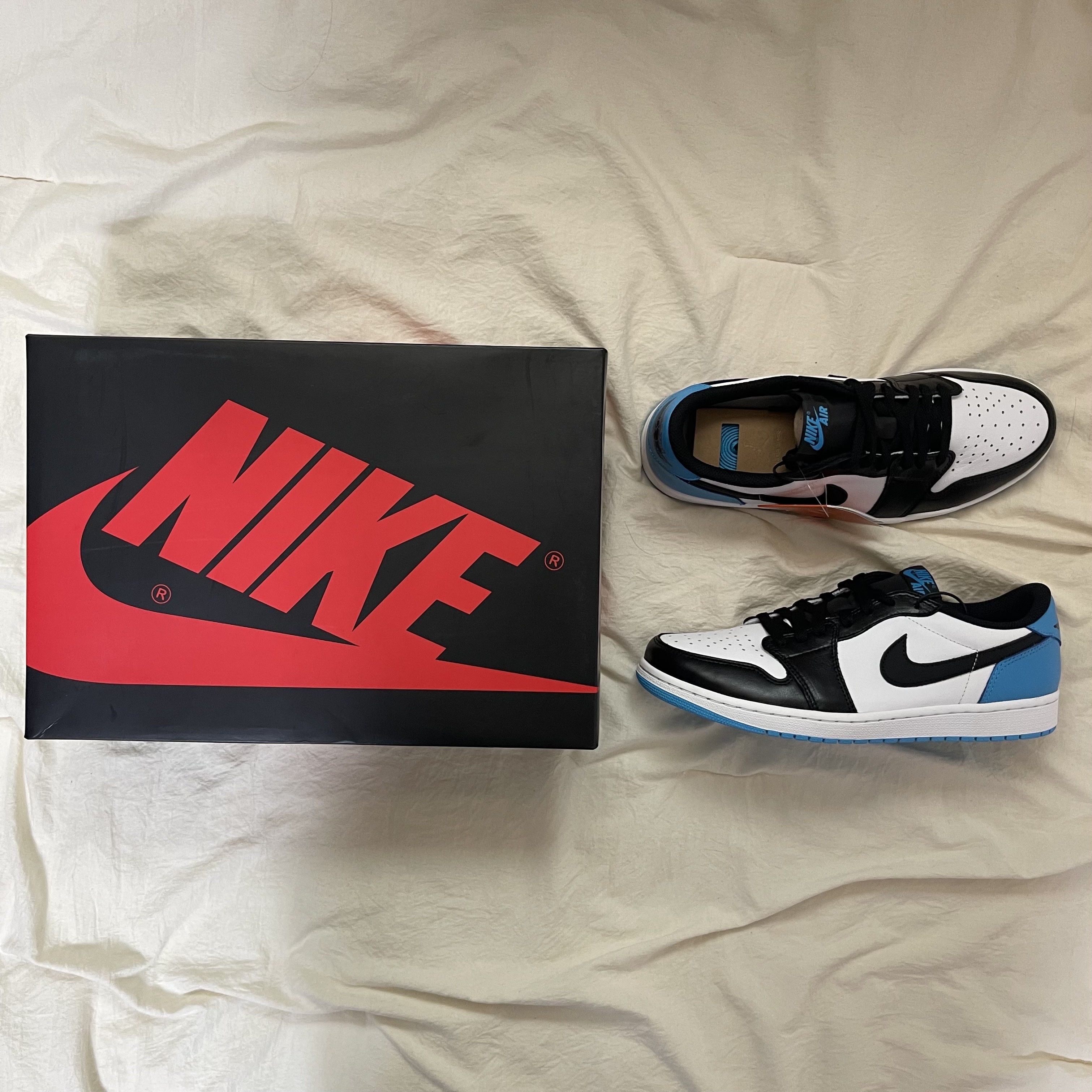 Jordan 1 Retro Low OG Black and Dark Powder Blue 착용 스타일 - 1