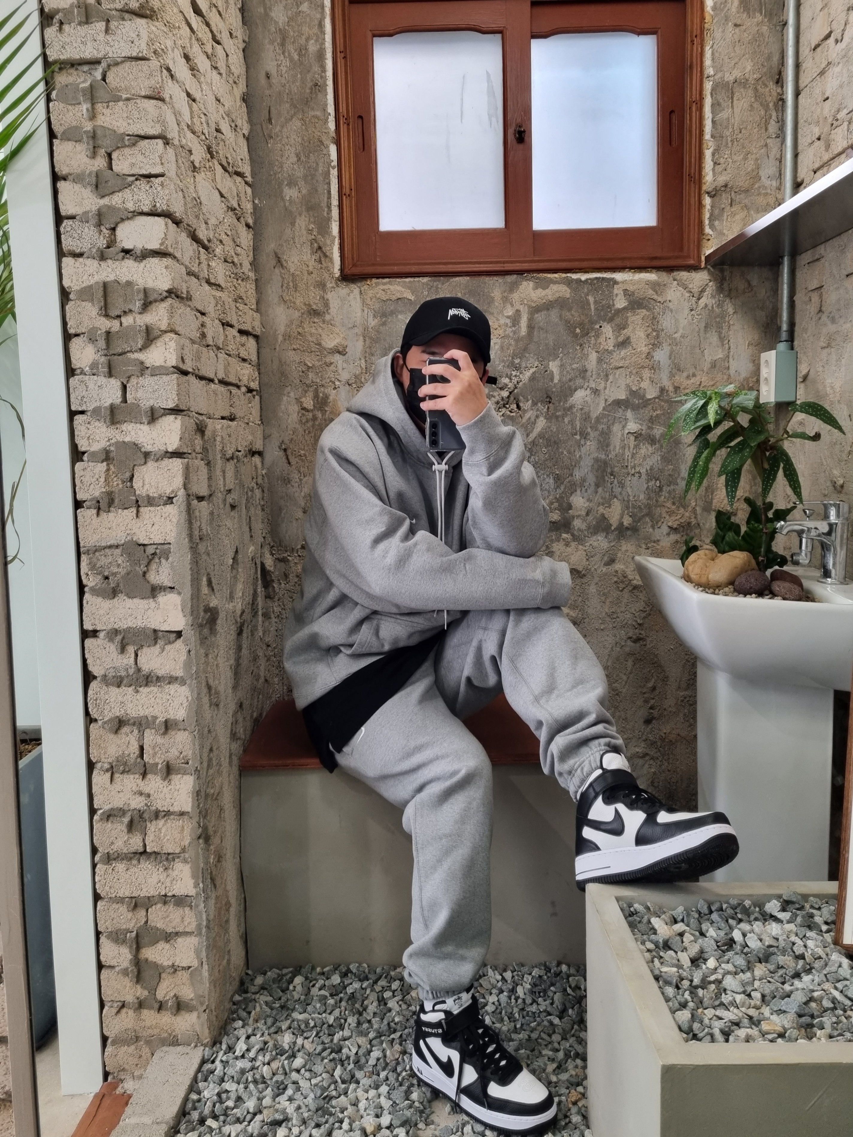 Nike NRG Solo Swoosh Fleece Hoodie Dark Grey Heather - Asia, Nike NRG Solo Swoosh Fleece Pants Dark Grey Heather - US/EU ์ฐฉ์ฉ ์คํ์ผ