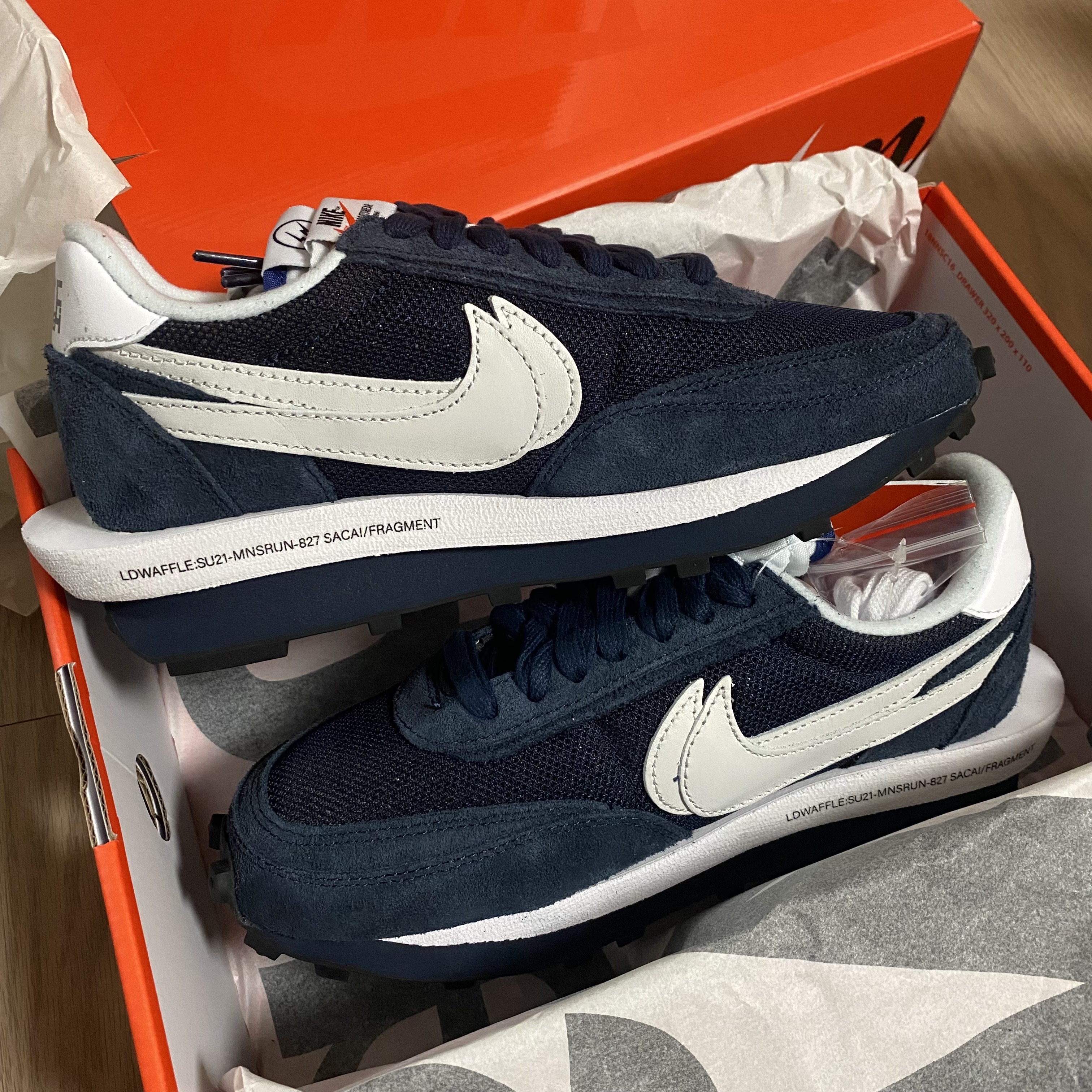 Nike x Sacai x Fragment LDWaffle Blackened Blue 착용 스타일