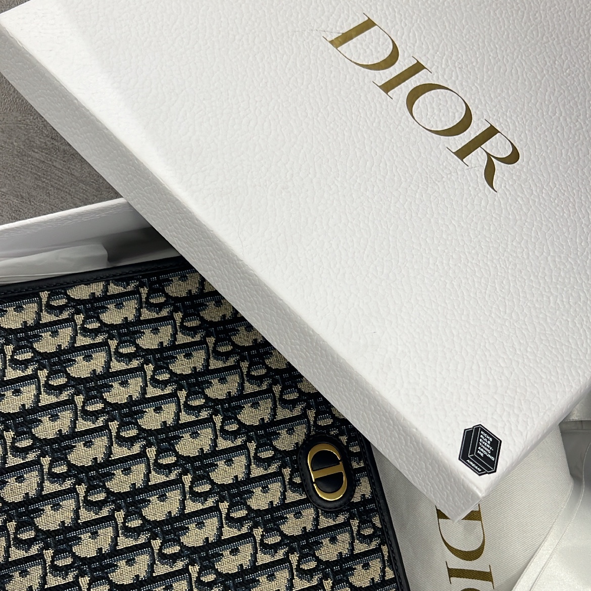 Dior 30 Montaigne Pouch Blue Dior Oblique Jacquard 착용 스타일