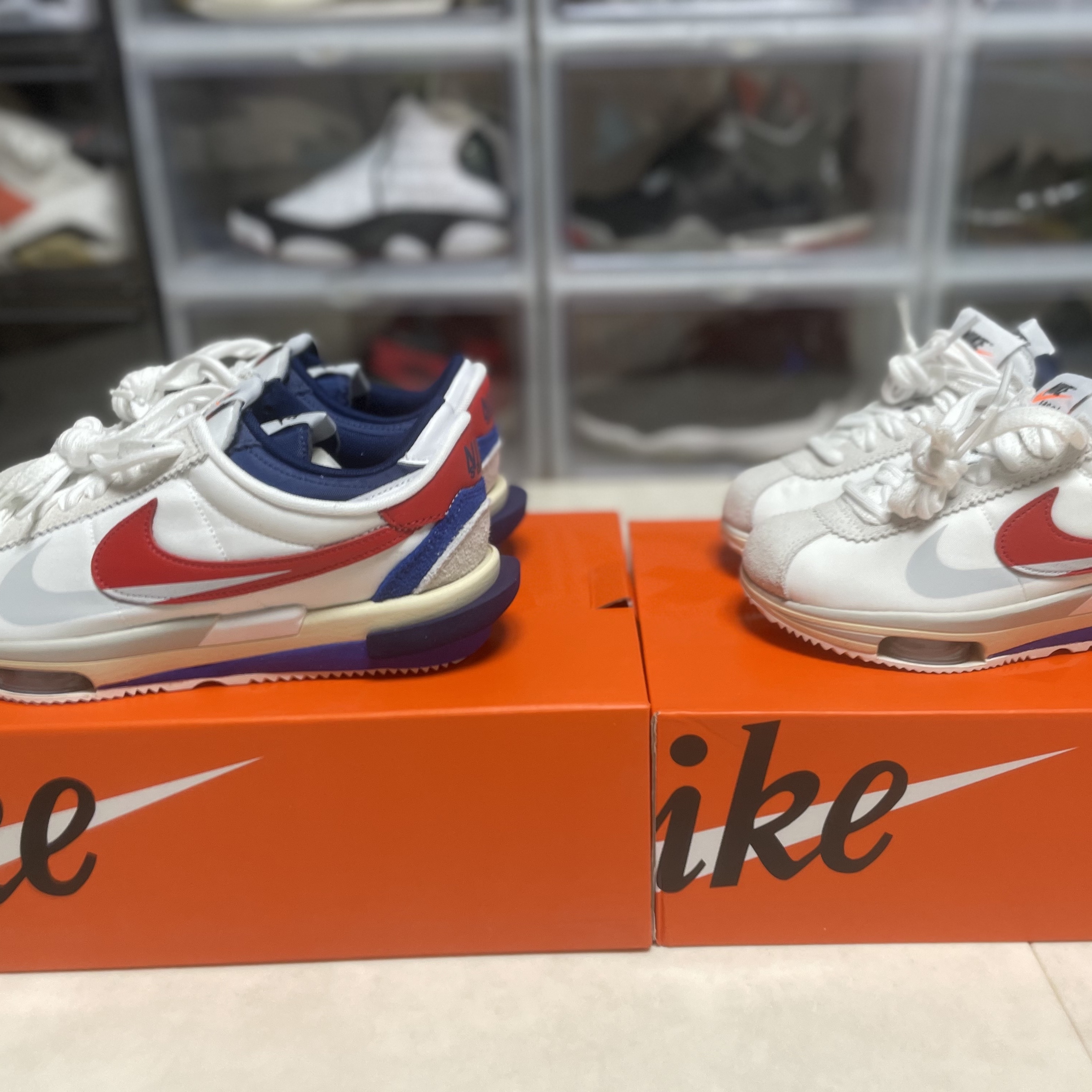 Nike x Sacai Zoom Cortez SP White and University Red 착용 스타일