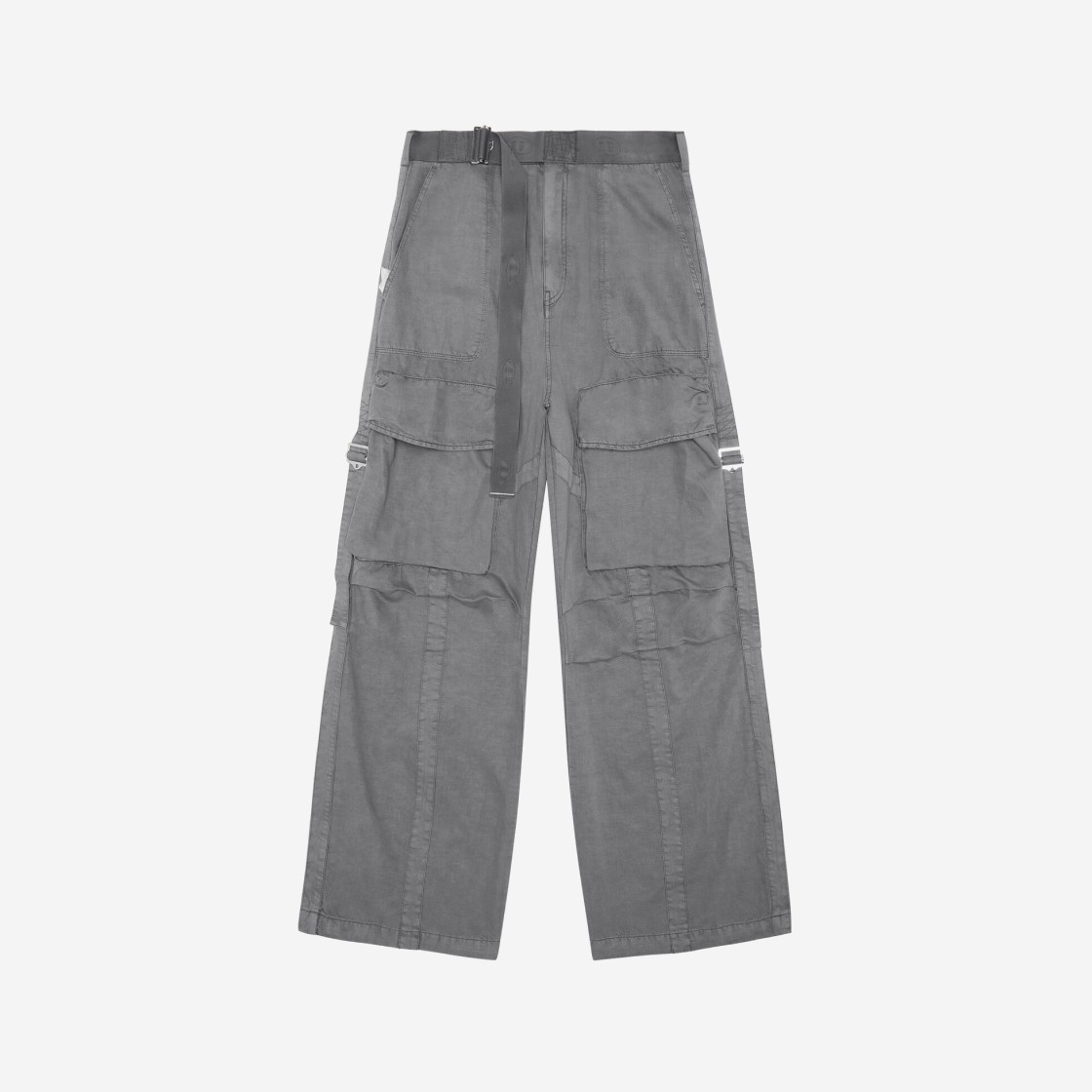 Diesel P-Malvio Garment-Dyed Cargo Pants in Linen Blend Grey 상세 이미지 1