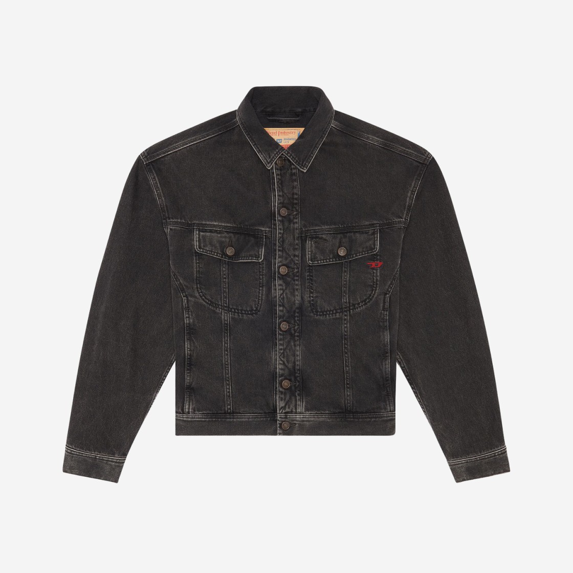 Diesel D-Lillo Oversized Trucker Jacket Black Dark Grey 상세 이미지 1