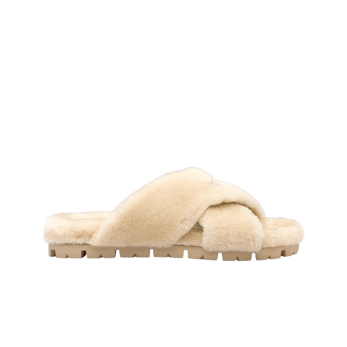 (W) 프라다 러버 솔 셔링 샌들 에크루((W) Prada Rubber Sole Shearling Sandals Ecru) - 1