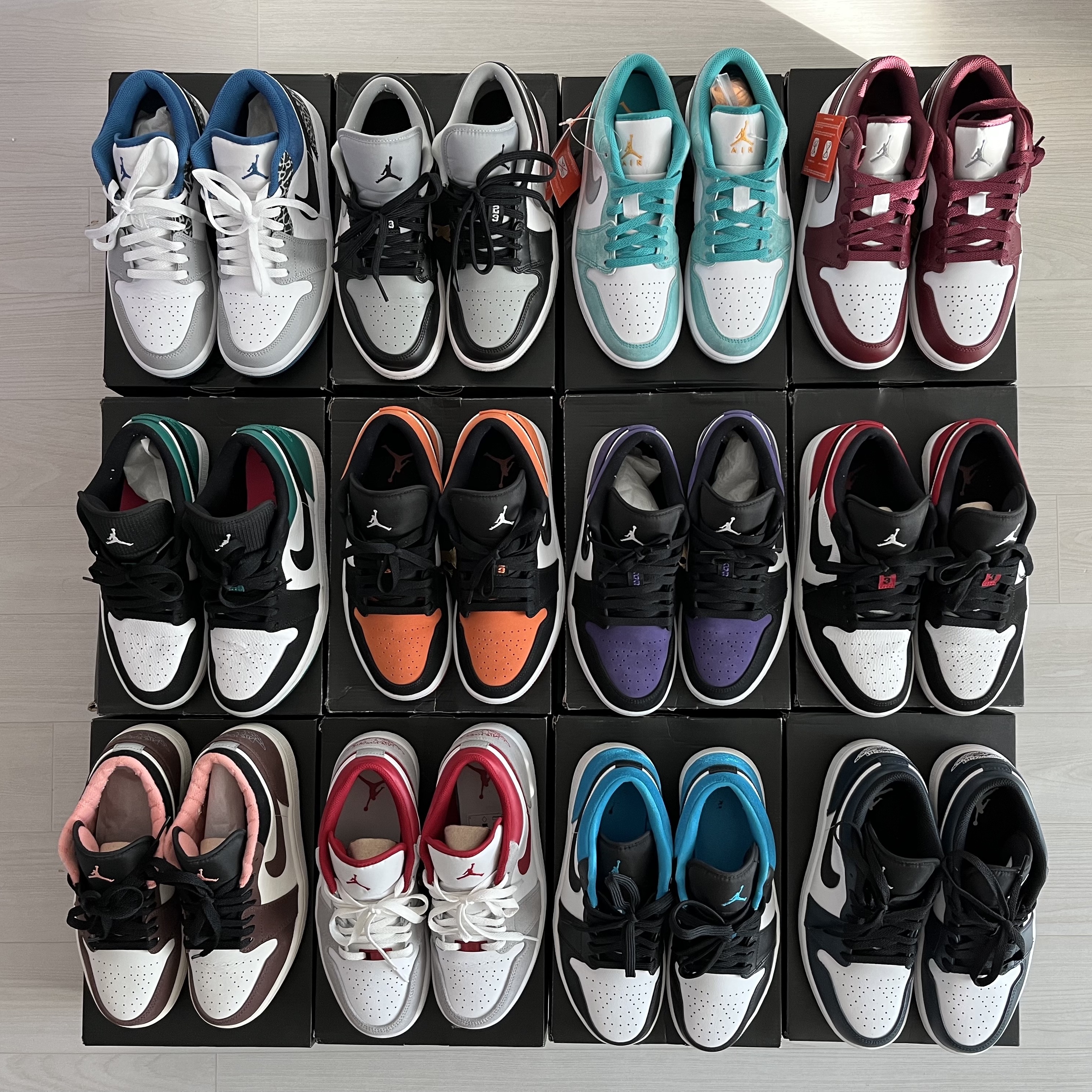 Jordan 1 Low SE Light Smoke Grey Gym Red, Jordan 1 Low SE Chocolate Bliss 착용 스타일