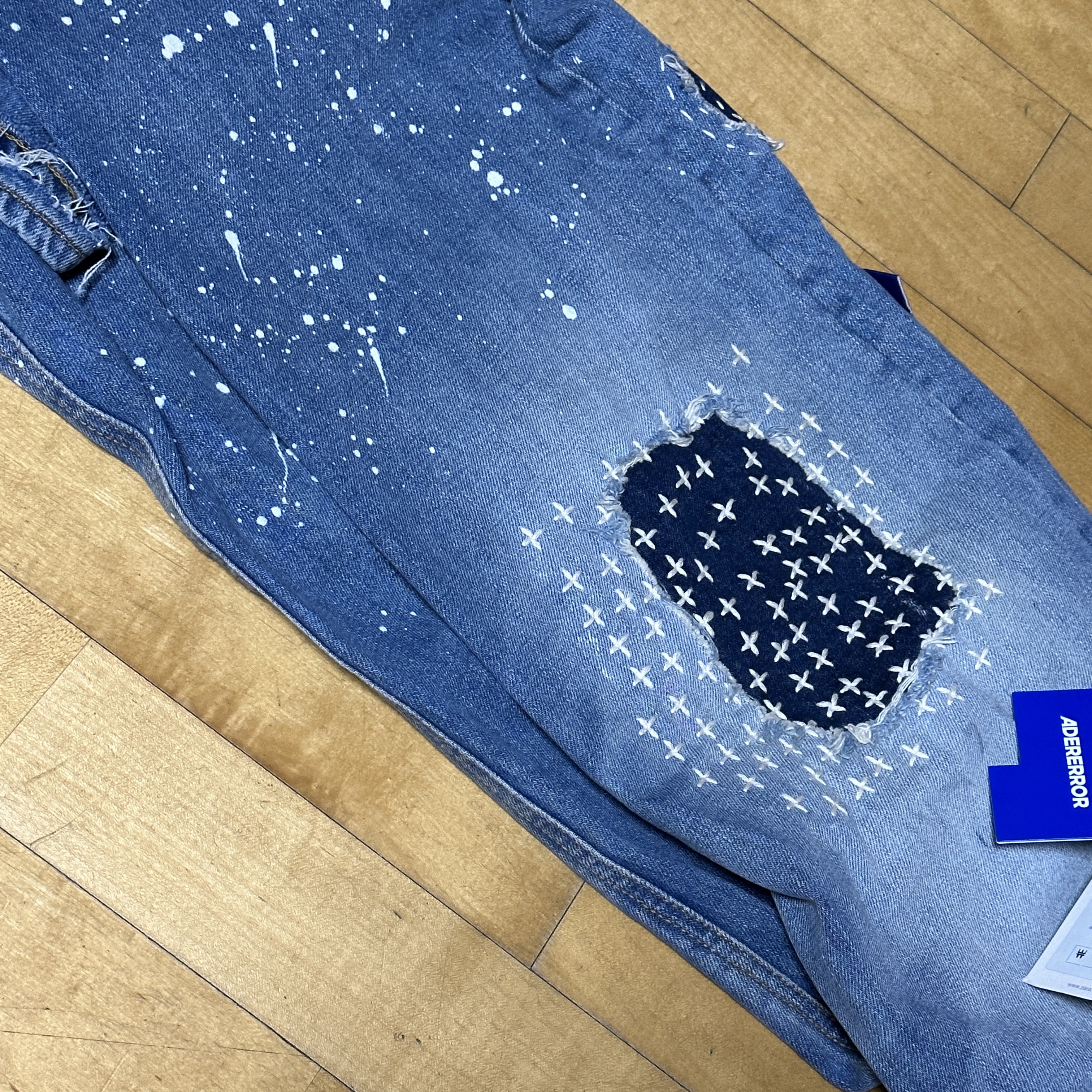 Zara x Ader Error Patchwork Jeans Blue 착용 스타일