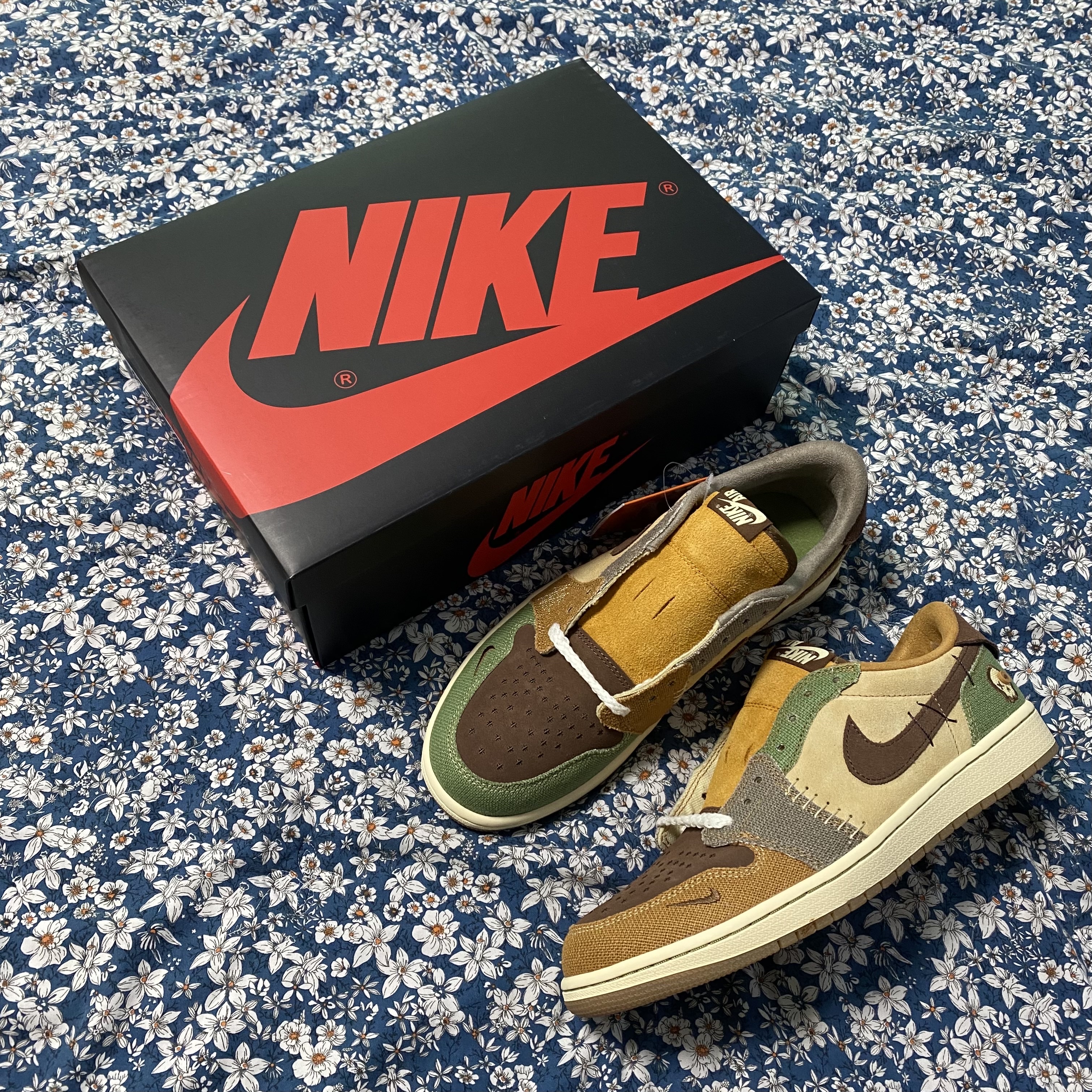 Jordan 1 x Zion Williamson Retro Low OG Flax and Oil Green 착용 스타일