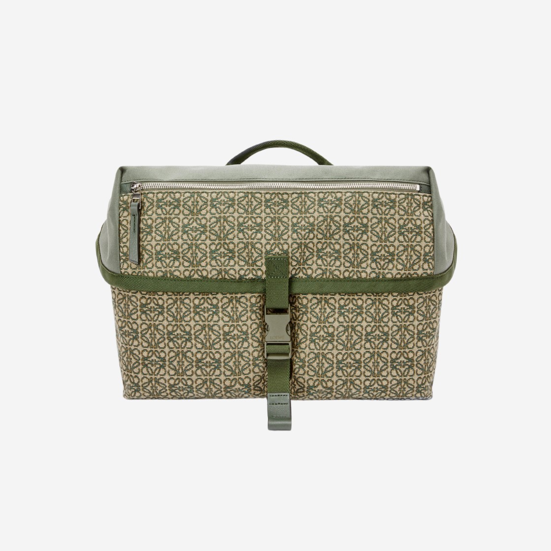 Loewe Postman Messenger in Anagram Jacquard and Canvas Khaki Green 상세 이미지 1