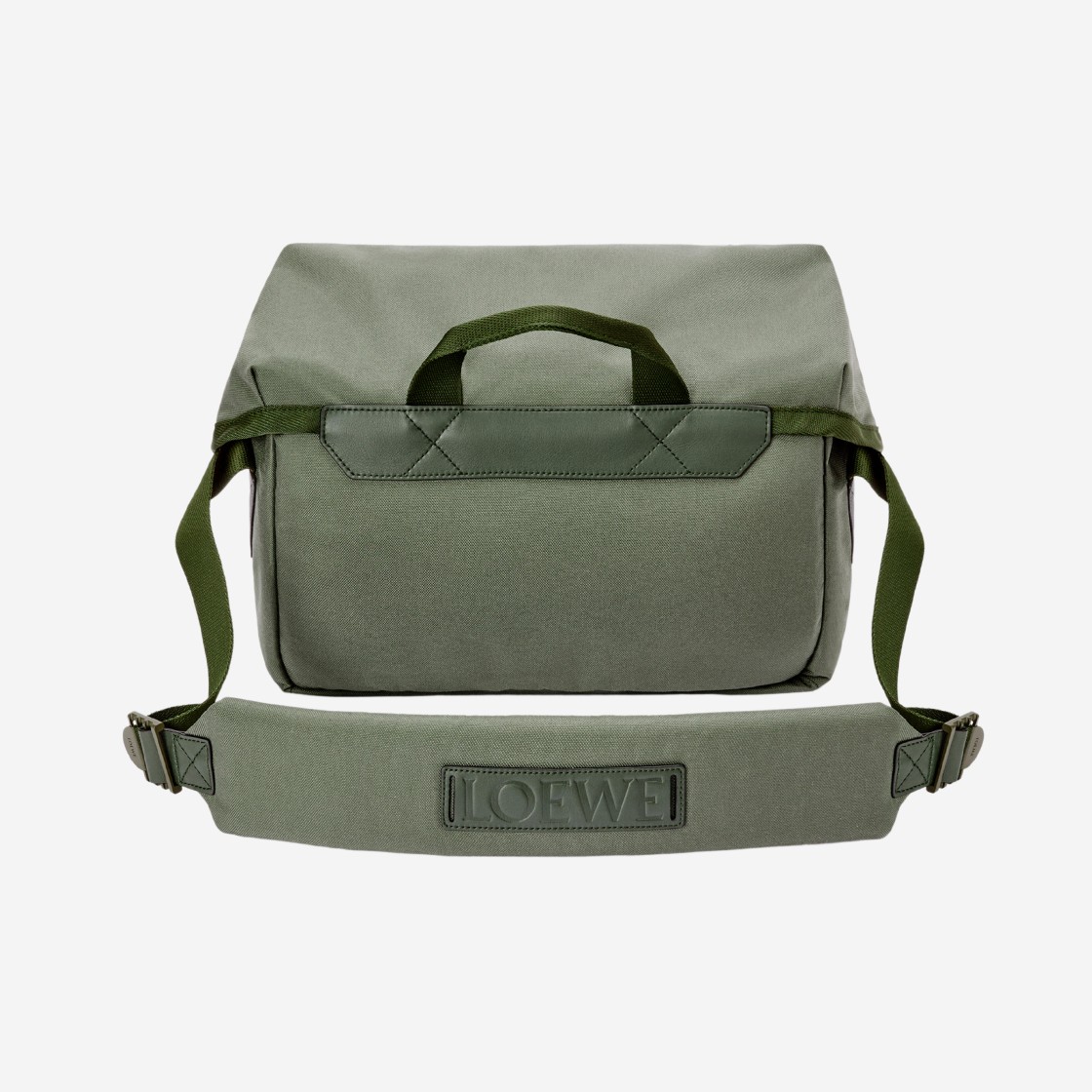 Loewe Postman Messenger in Anagram Jacquard and Canvas Khaki Green 상세 이미지 3