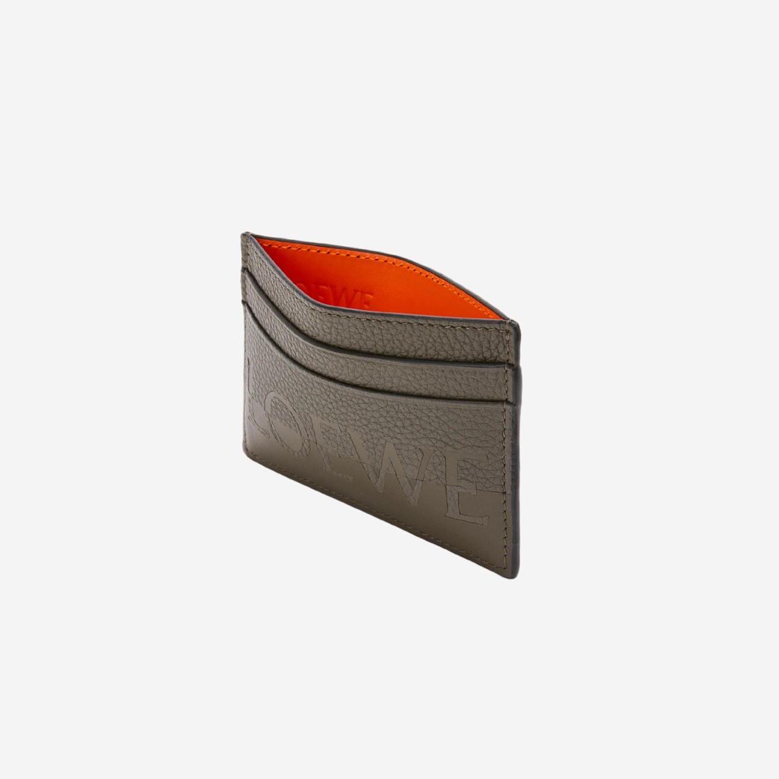 Loewe Signature Plain Card Holder in Calfskin Khaki Green Orange 상세 이미지 2