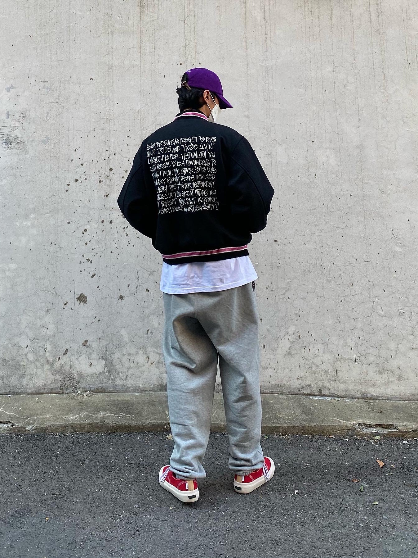 Supreme Boiled Wool S Logo 6-Panel Purple - 22FW, Stussy S Talk Melton Varsity Jacket Black 착용 스타일 - 2