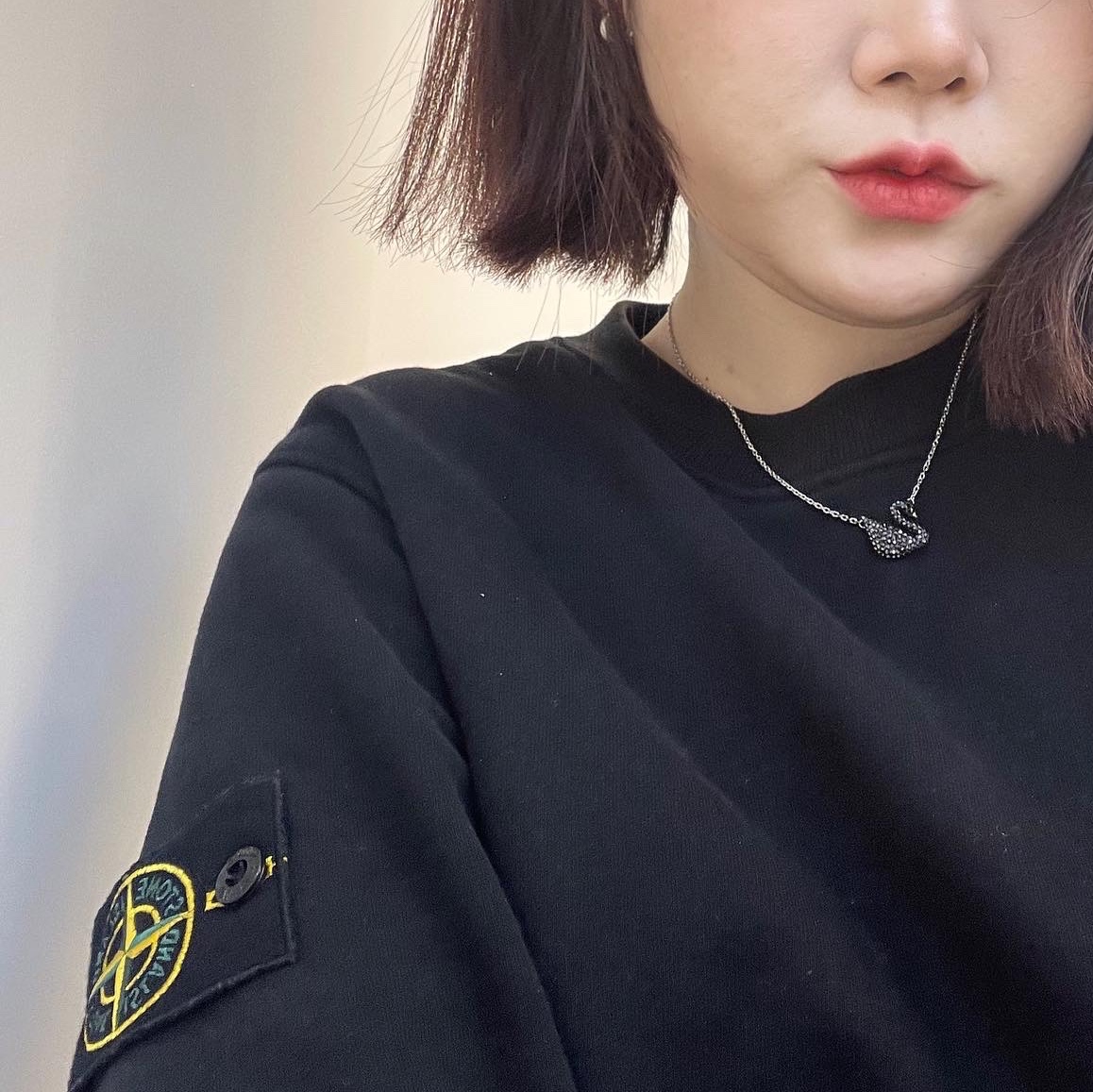 Stone Island 63020 Crewneck Sweatshirt Black - 22FW 착용 스타일