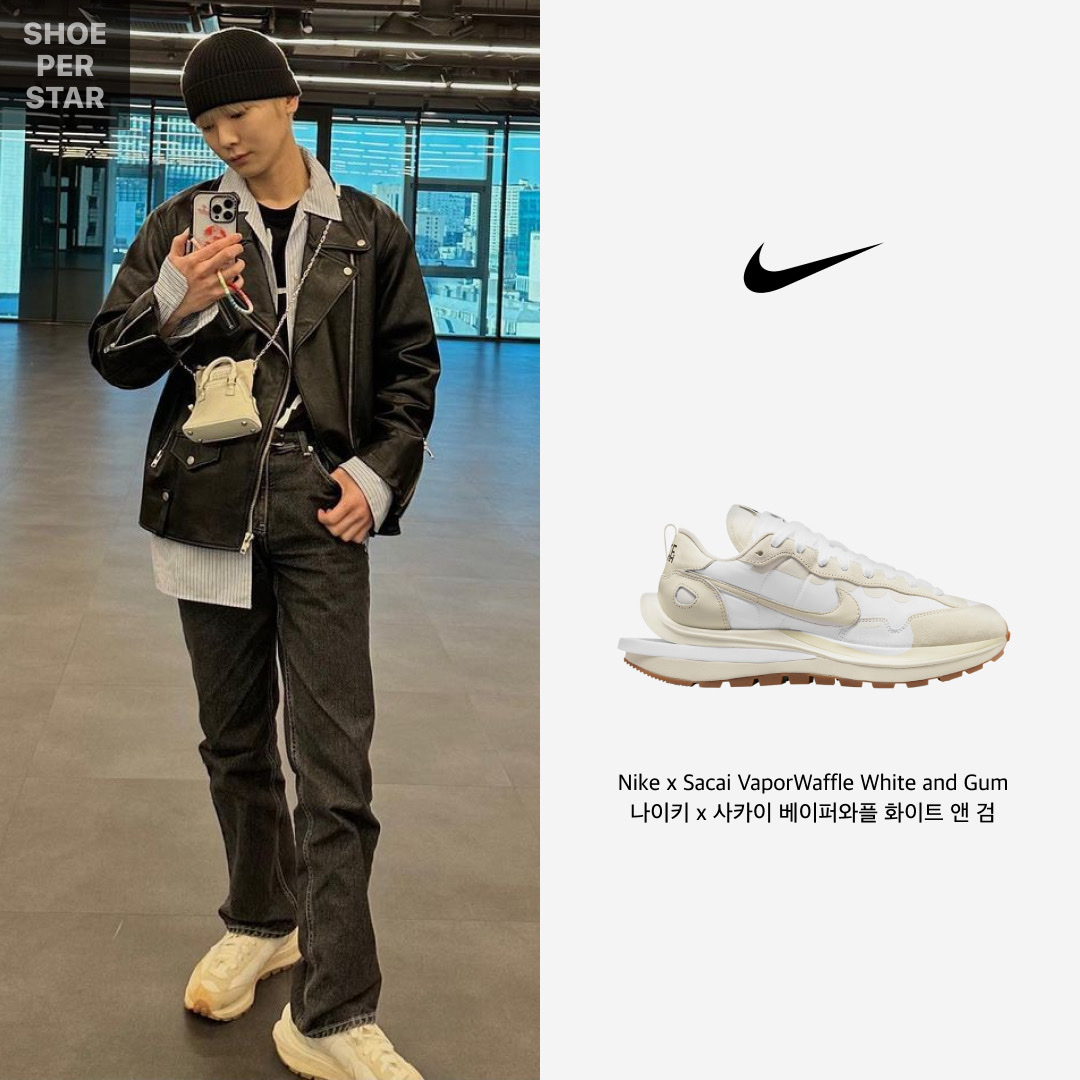 Nike x Sacai VaporWaffle White and Gum 착용 스타일 - 1
