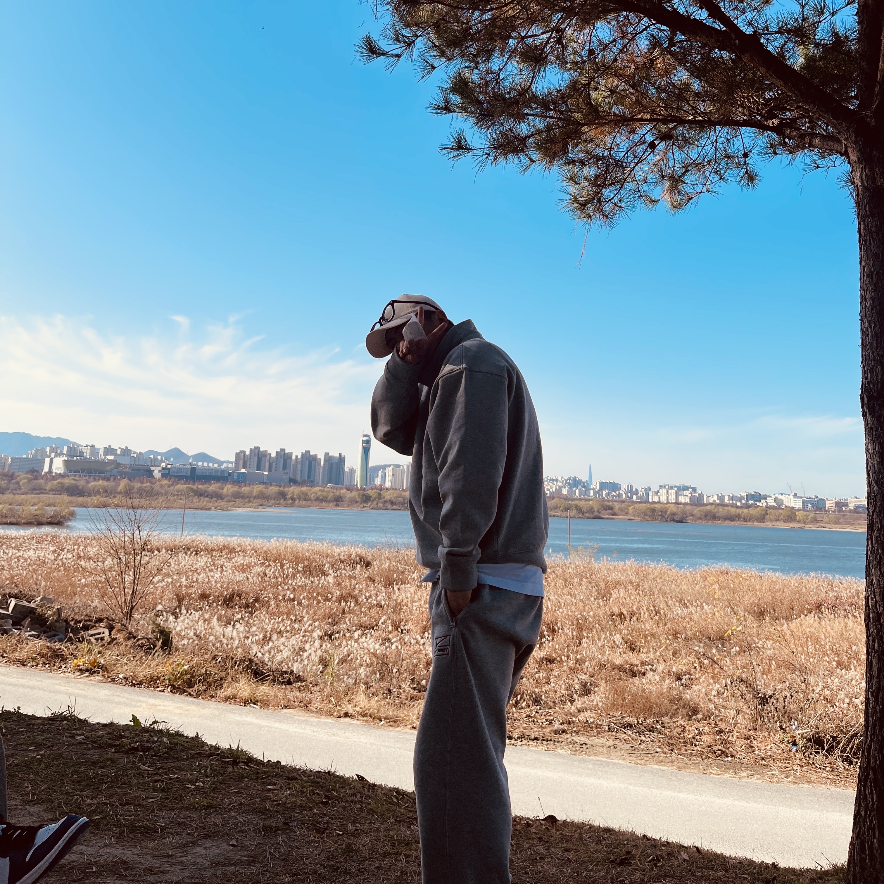 Nike NRG Solo Swoosh Heavy Weight BB Quarter Zip Top Dark Grey Heather - Asia, Nike x Stussy NRG BR Fleece Pants Grey 착용 스타일