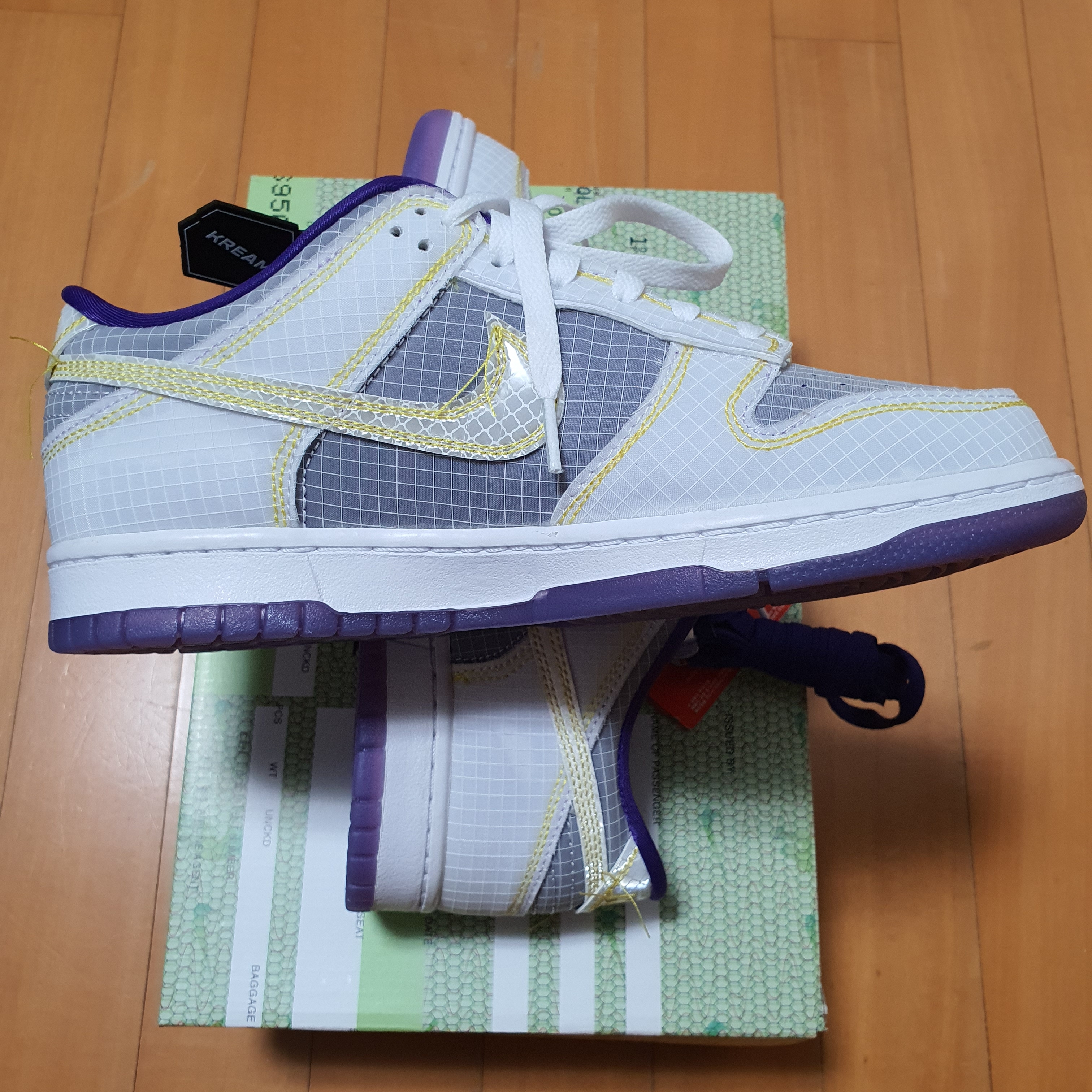 Nike x Union Dunk Low Passport Pack Court Purple White 착용 스타일 - 3
