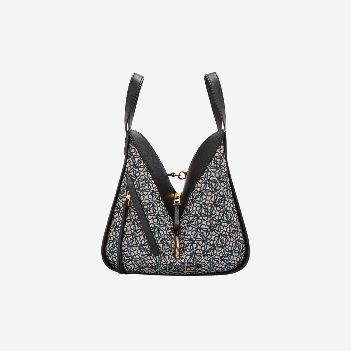 Loewe Small Hammock Bag in Anagram Jacquard and Calfskin Navy Black 상세 이미지 3