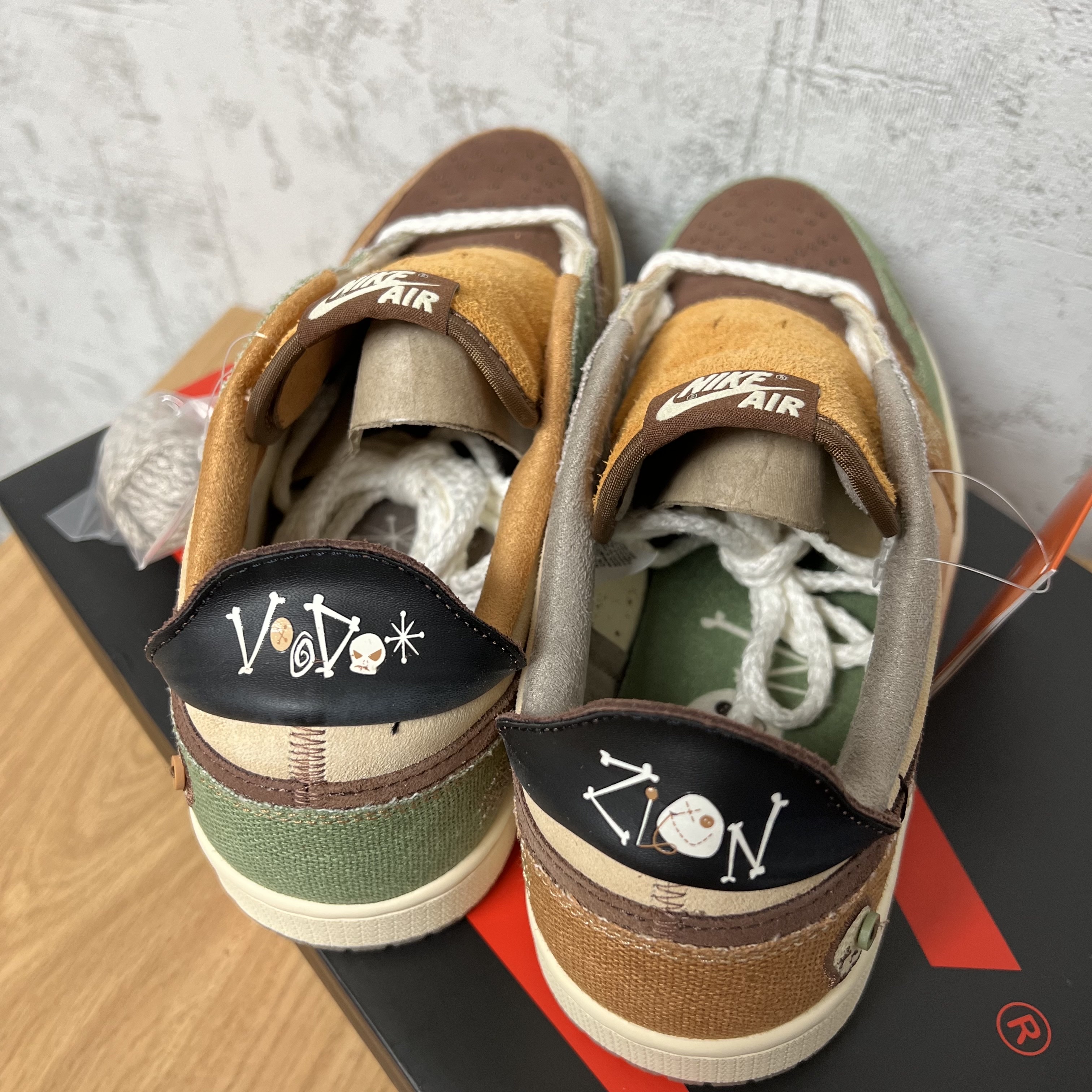 Jordan 1 x Zion Williamson Retro Low OG Flax and Oil Green 착용 스타일
