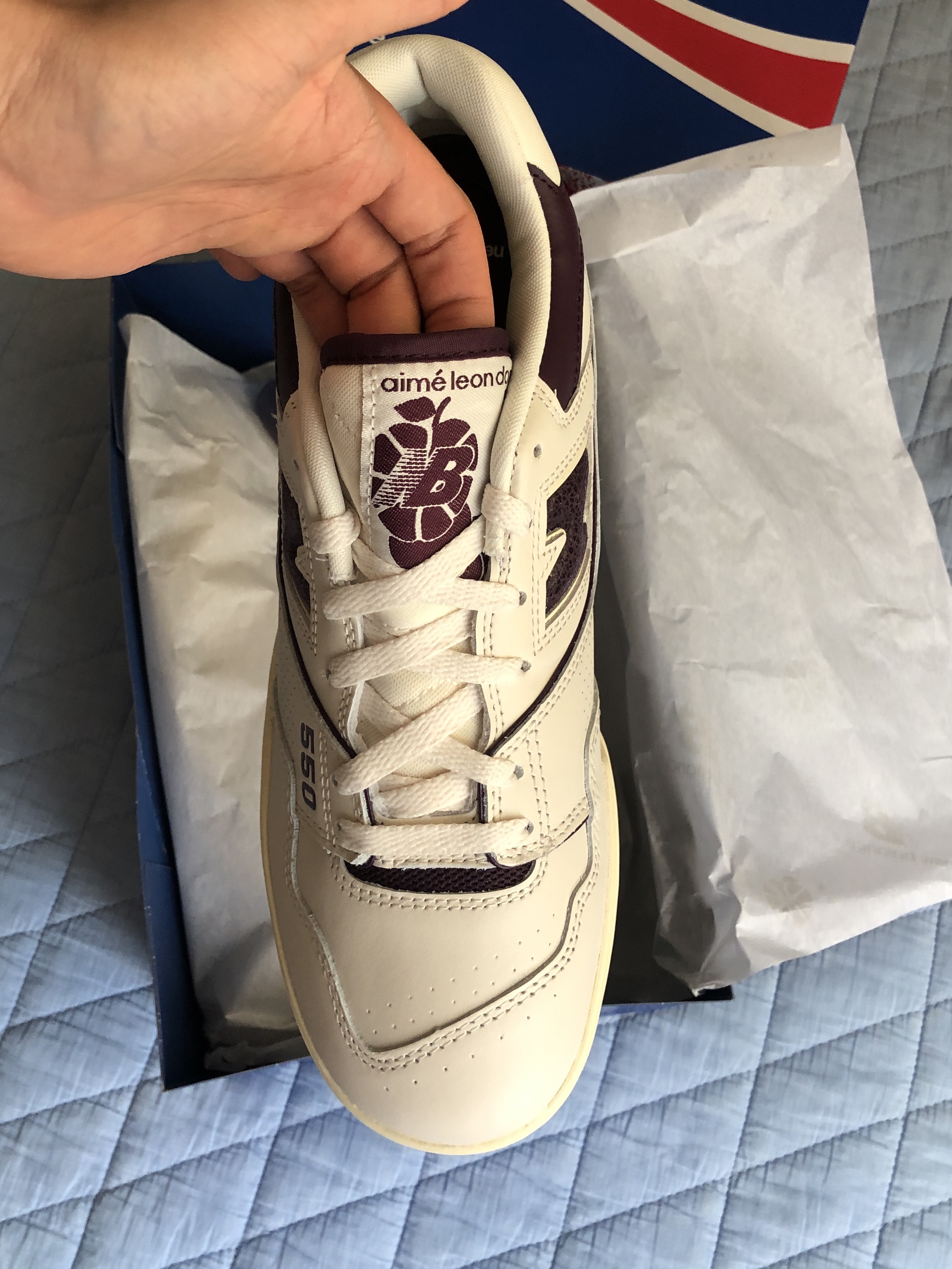 New Balance x Aime Leon Dore 550 Purple 착용 스타일 - 1