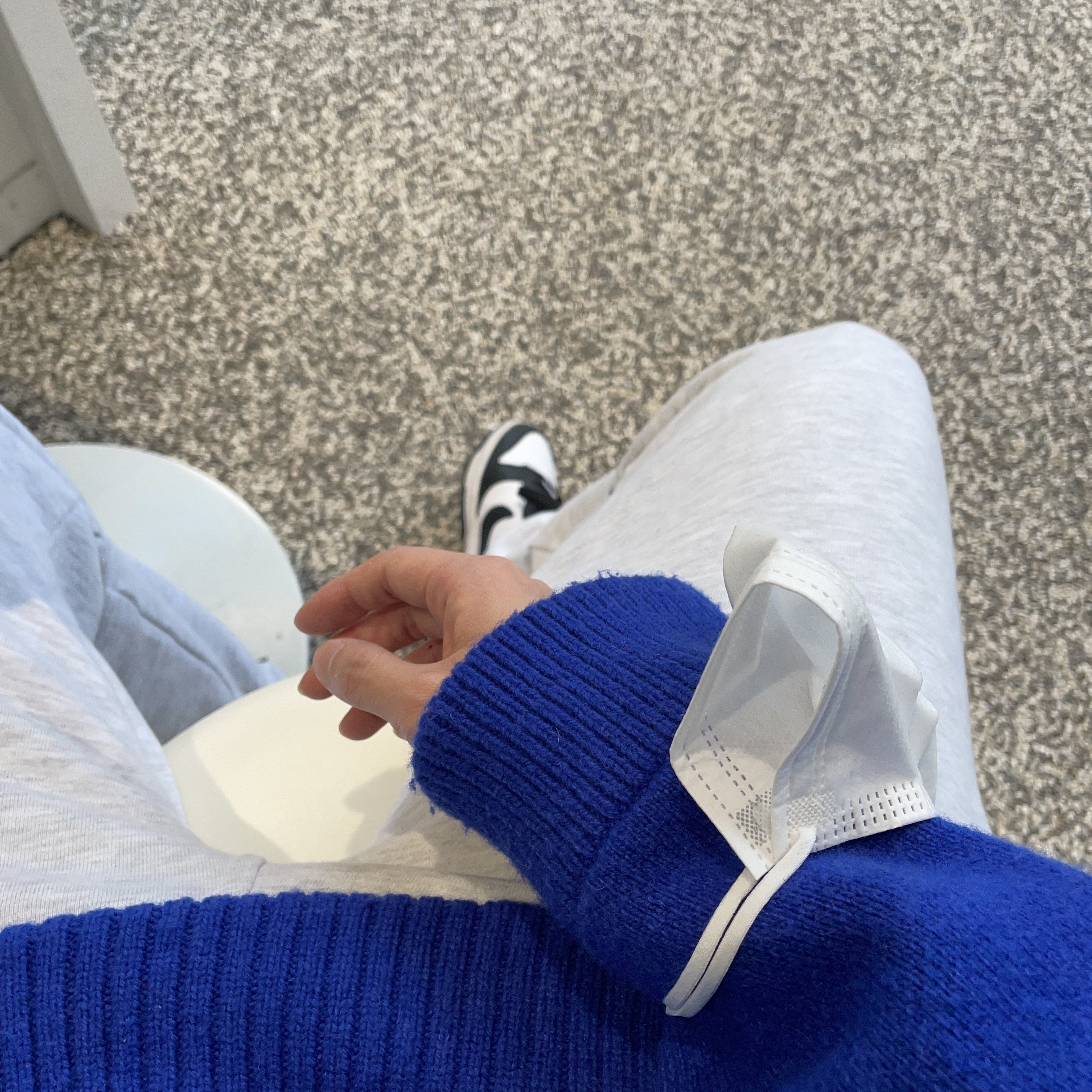Zara x Ader Error Patchwork Oversize Sweater Blue 착용 스타일 - 2