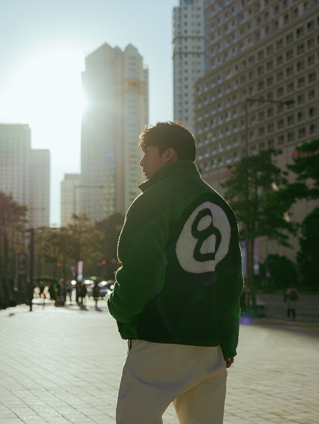 Stussy 8 Ball Sherpa Jacket Green 착용 스타일 - 1