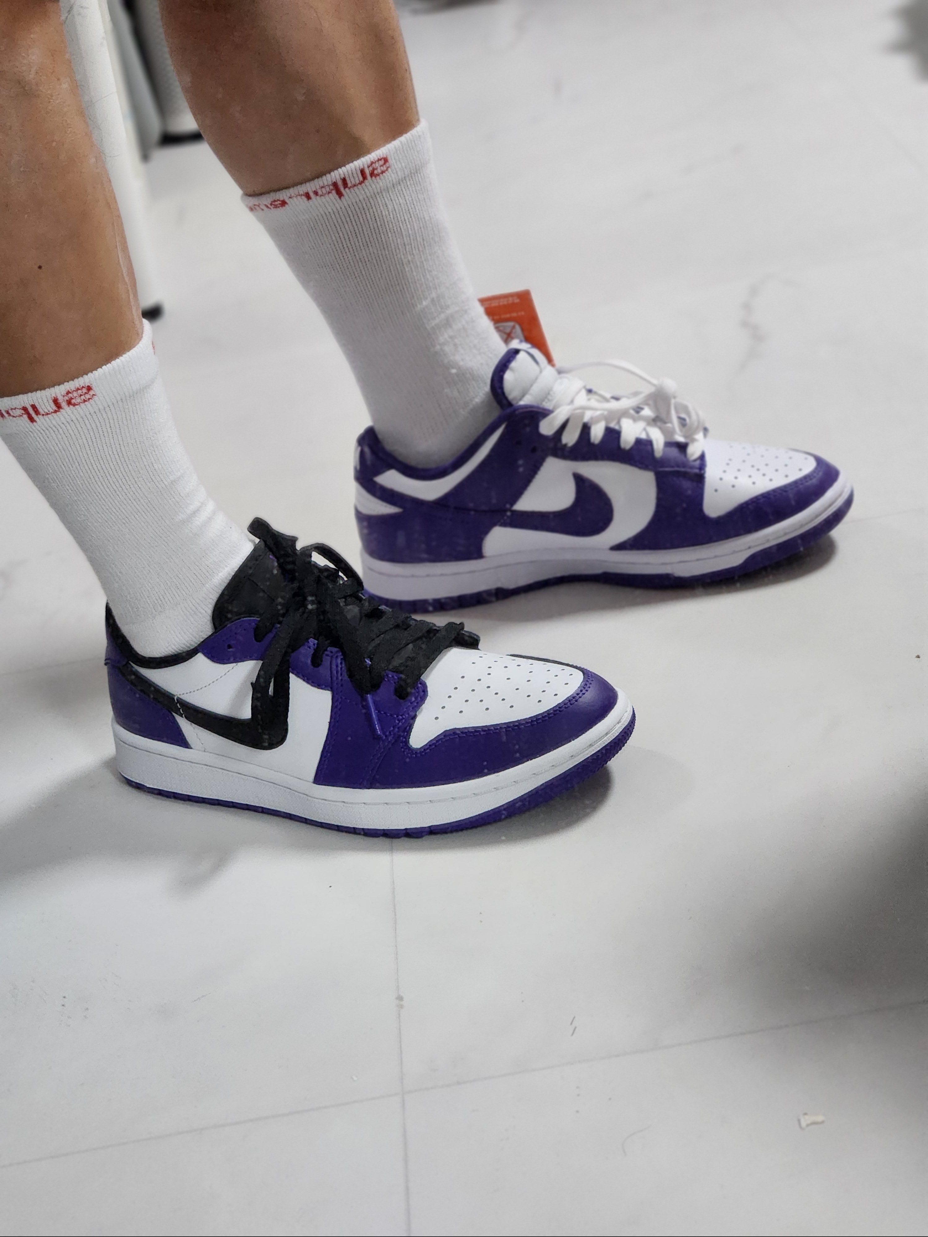 Nike Dunk Low Retro Championship Court Purple, Jordan 1 Low Golf Court Purple 착용 스타일 - 4