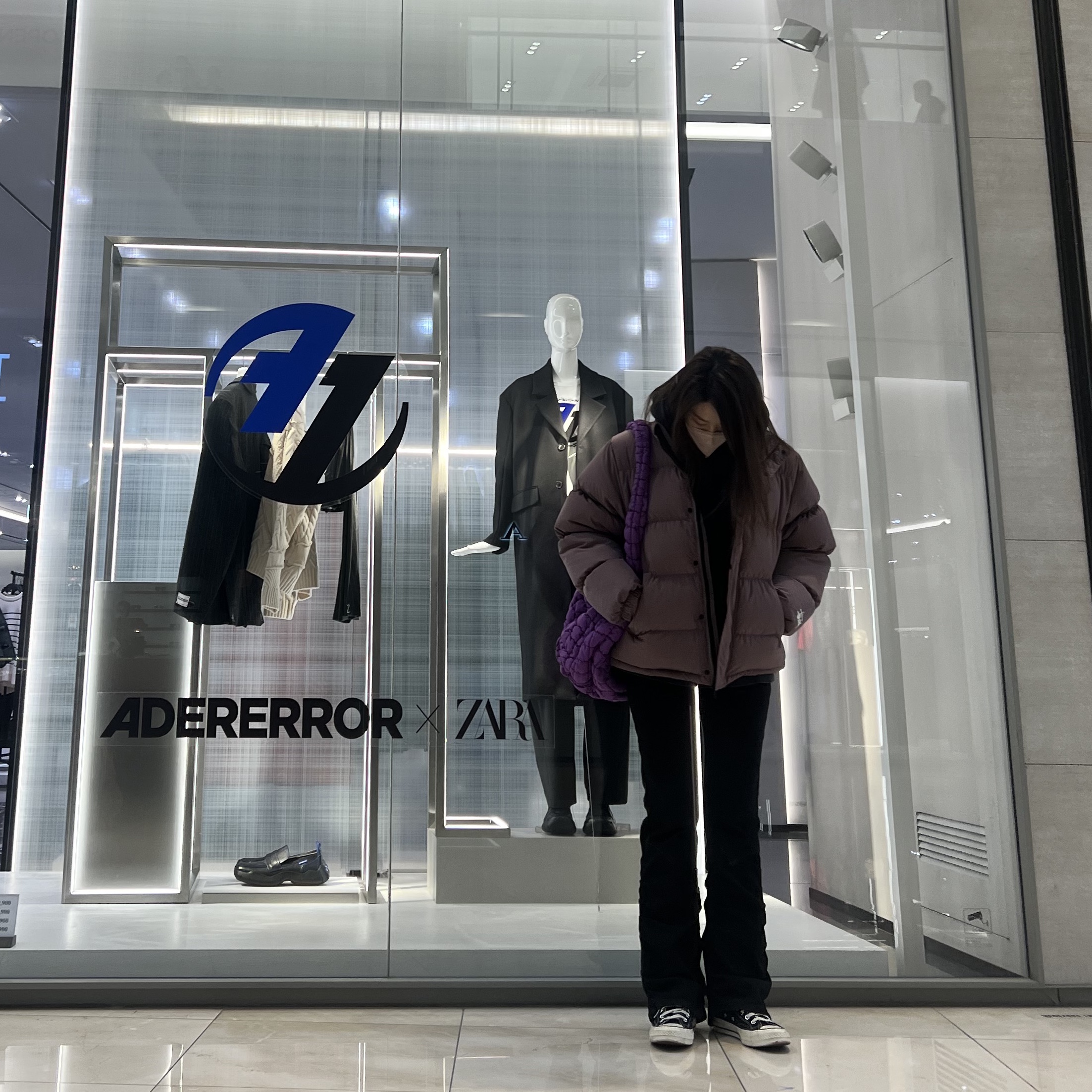 Stussy Ripstop Down Puffer Jacket Rose - 22FW, COS Quilted Oversized Shoulder Bag Purple 착용 스타일 - 1