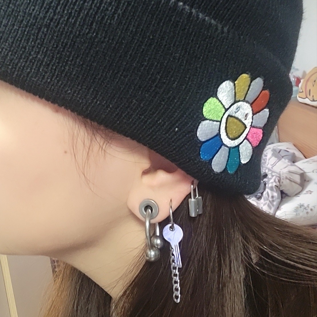New Era x Murakami Takashi Ohana All Over Beanie Black, New Era x Murakami Takashi Ohana All Over Cap Black 착용 스타일 - 2
