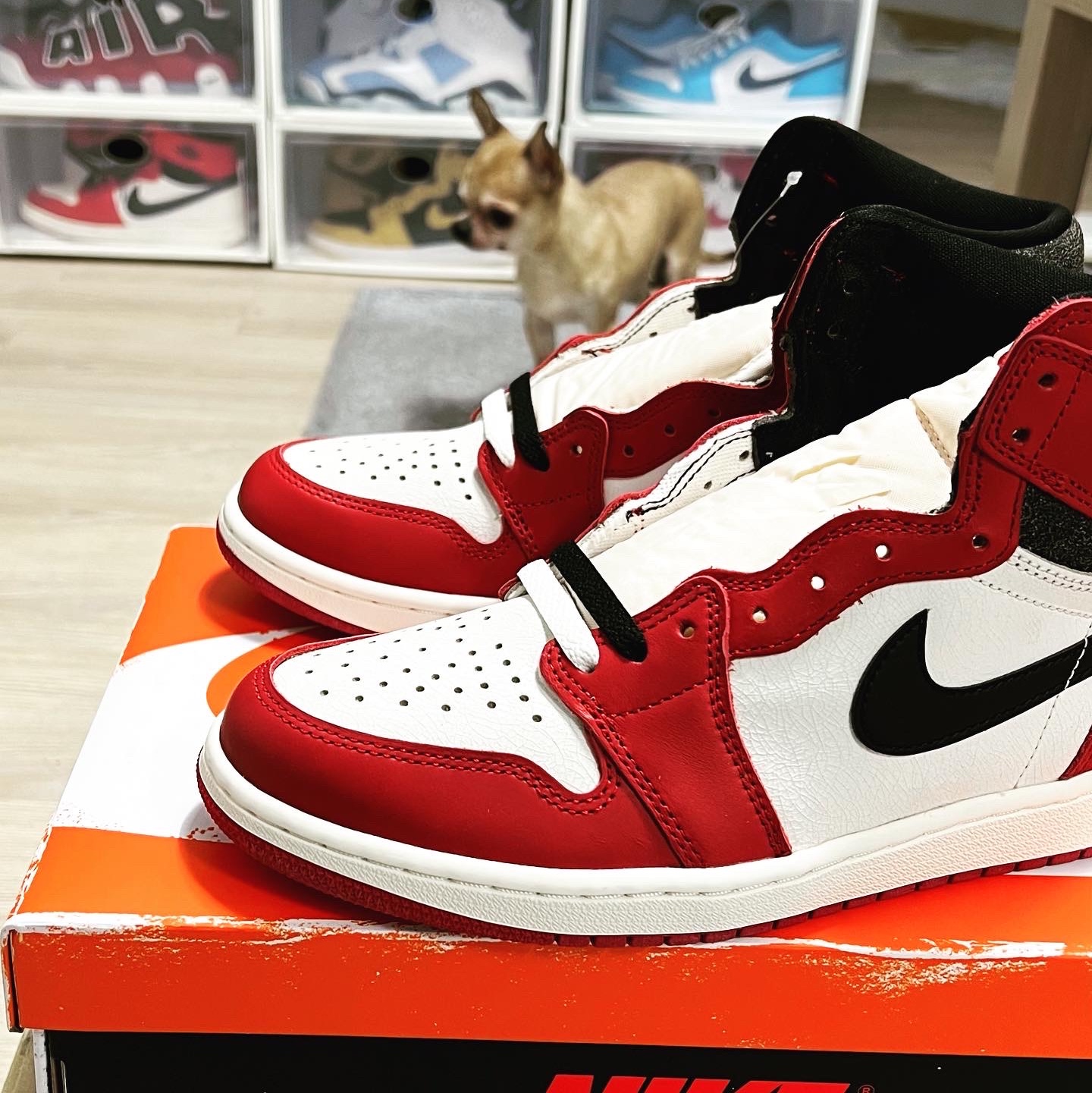 Jordan 1 KO Chicago 2021, Nike Big Swoosh Full Zip Jacket Black Sail 착용 스타일 - 2