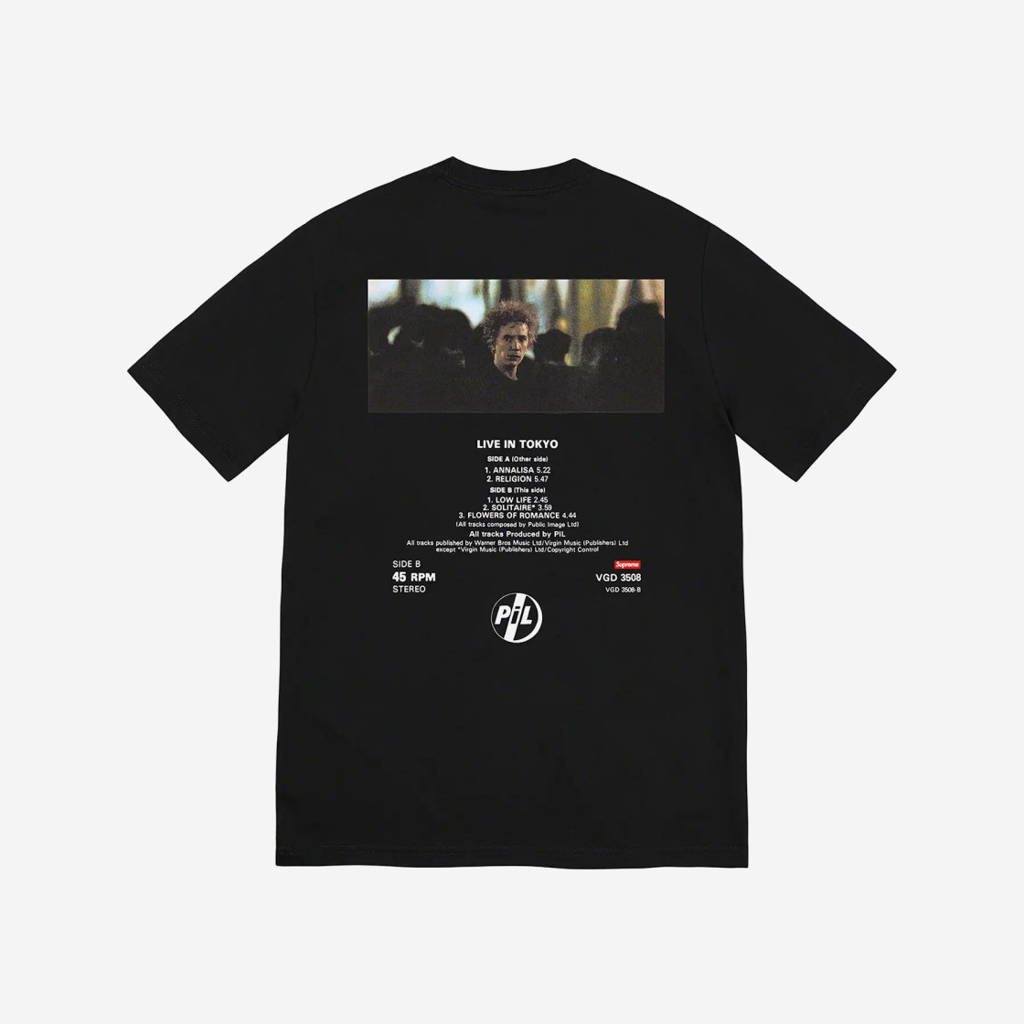 Supreme PiL Live In Tokyo T-Shirt Black - 22FW 상세 이미지 2