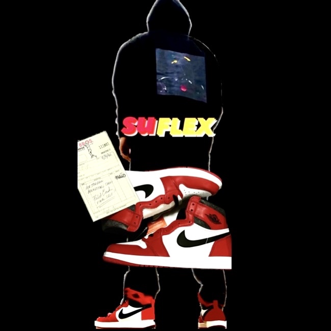 Jordan 1 KO Chicago 2021, Nike Big Swoosh Full Zip Jacket Black Sail 착용 스타일 - 3