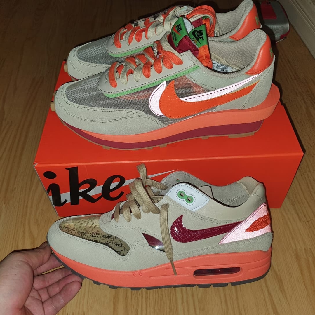 Nike x Sacai x Clot LDWaffle Orange Blaze 착용 스타일