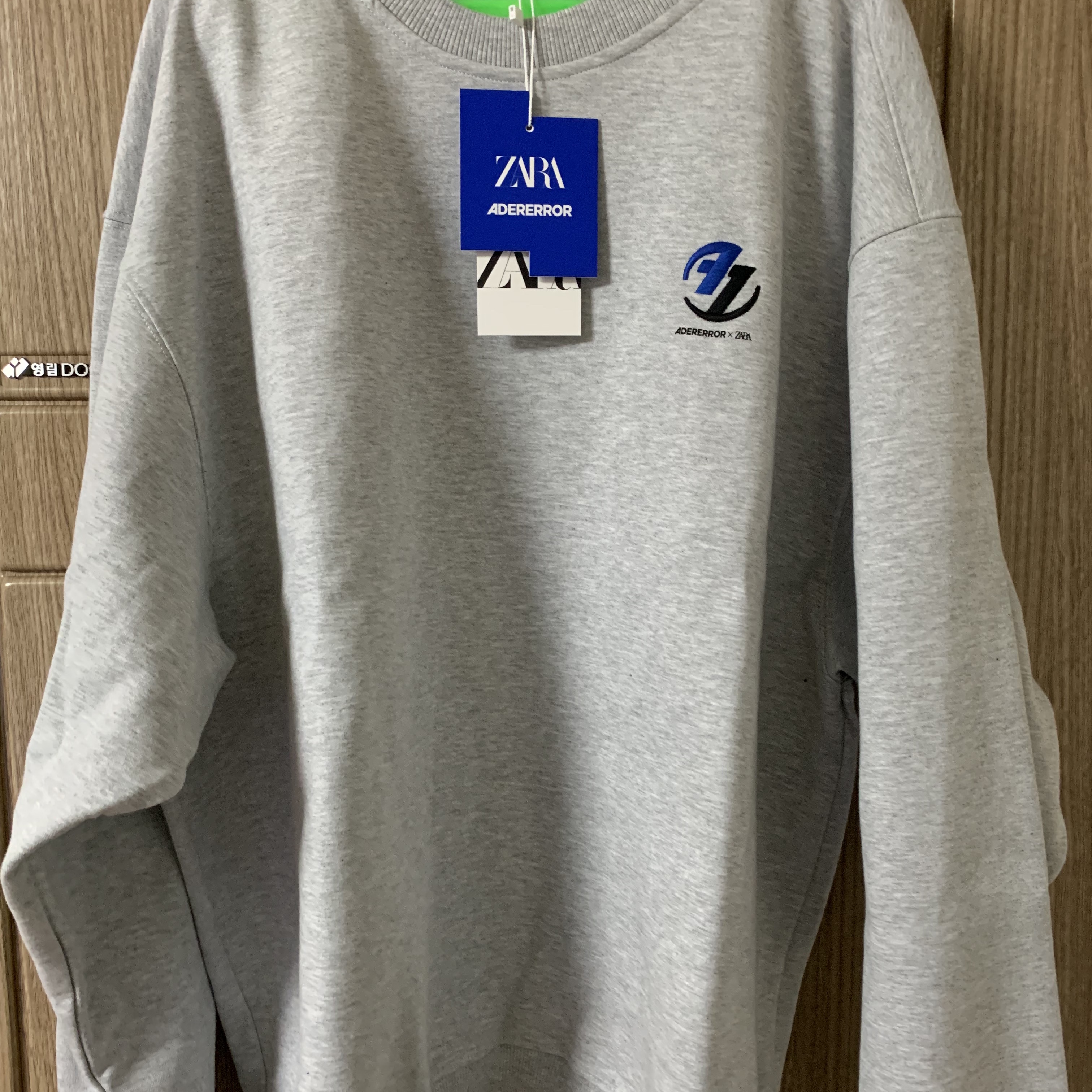 Zara x Ader Error Oversize Sweatshirt Grey, Zara x Ader Error Oversize Sweatshirt Black 착용 스타일 - 1