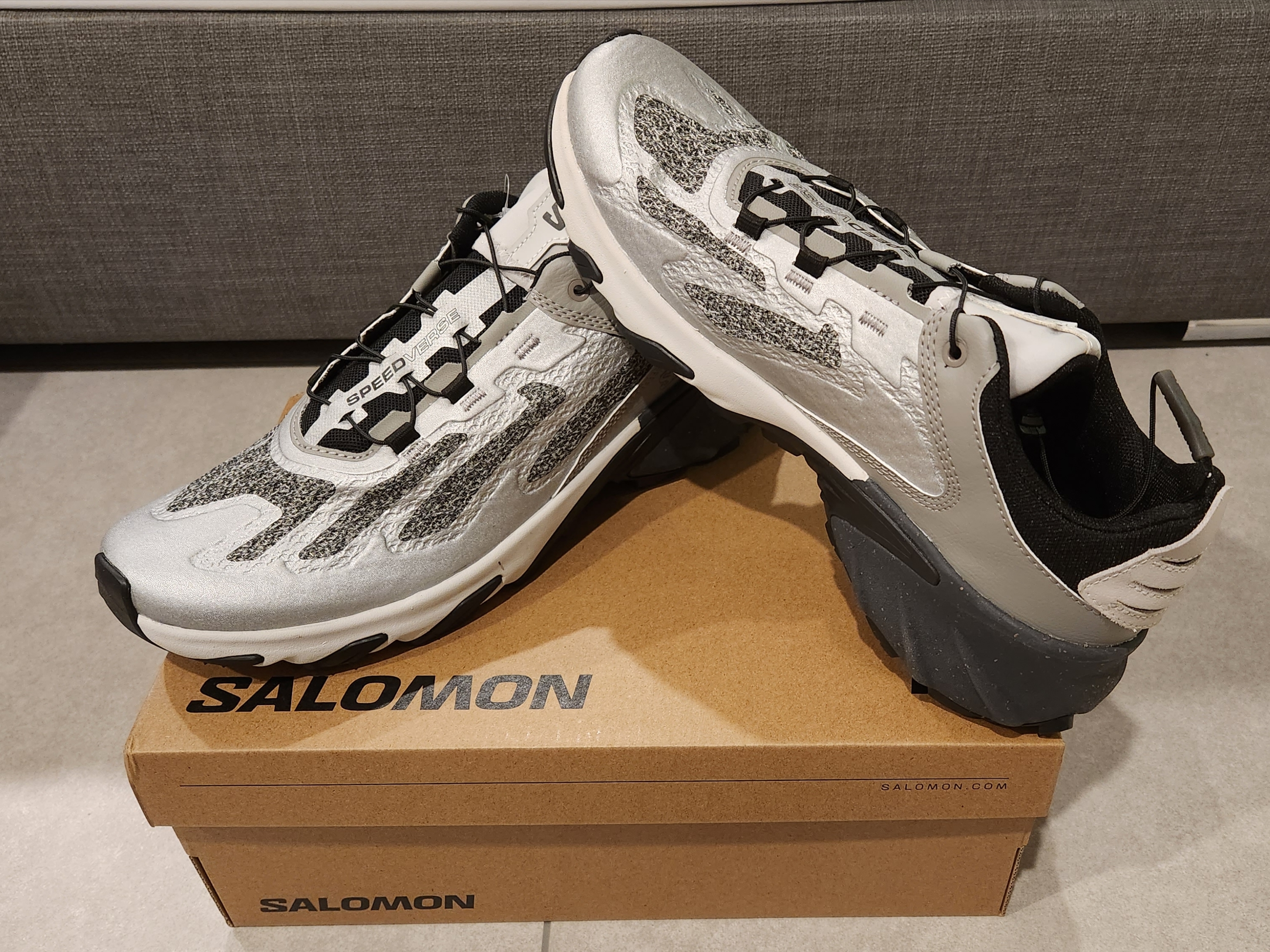 Salomon Speedverse PRG Black Nimbus Cloud Alloy 착용 스타일