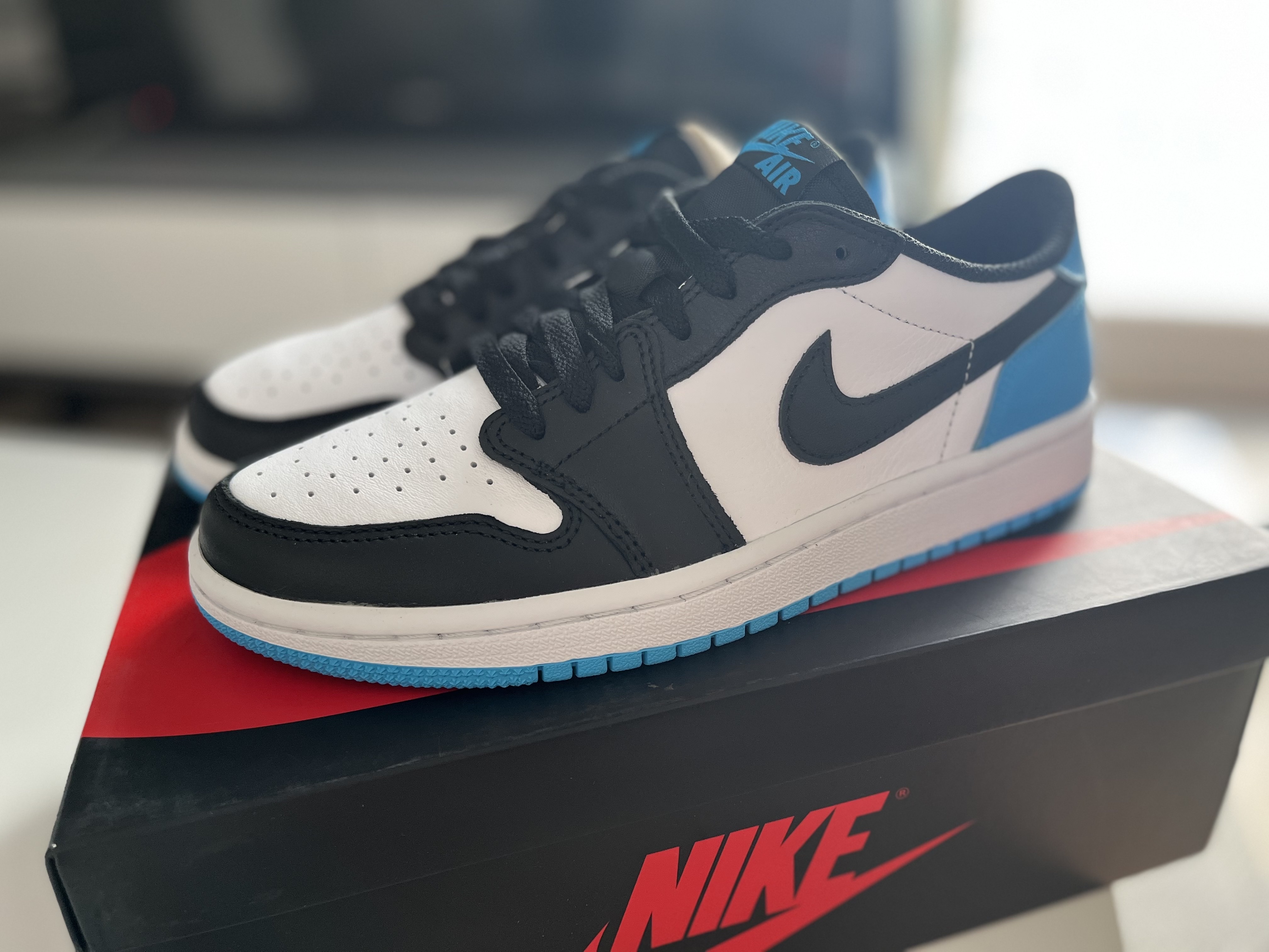 Jordan 1 Retro Low OG Black and Dark Powder Blue 착용 스타일