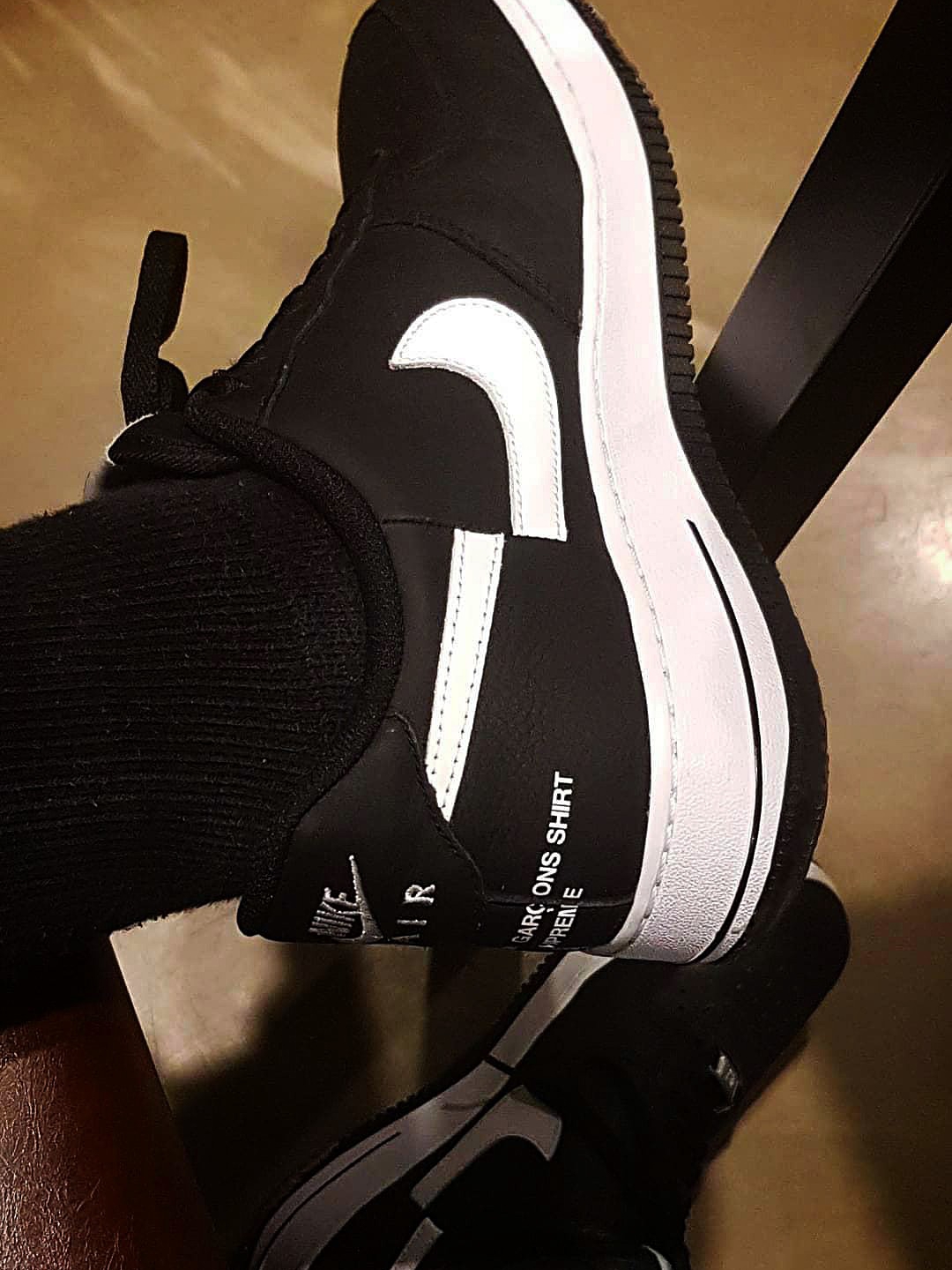 Nike x Comme des Garcons Shirt x Supreme Air Force 1 Low 2018 착용 스타일