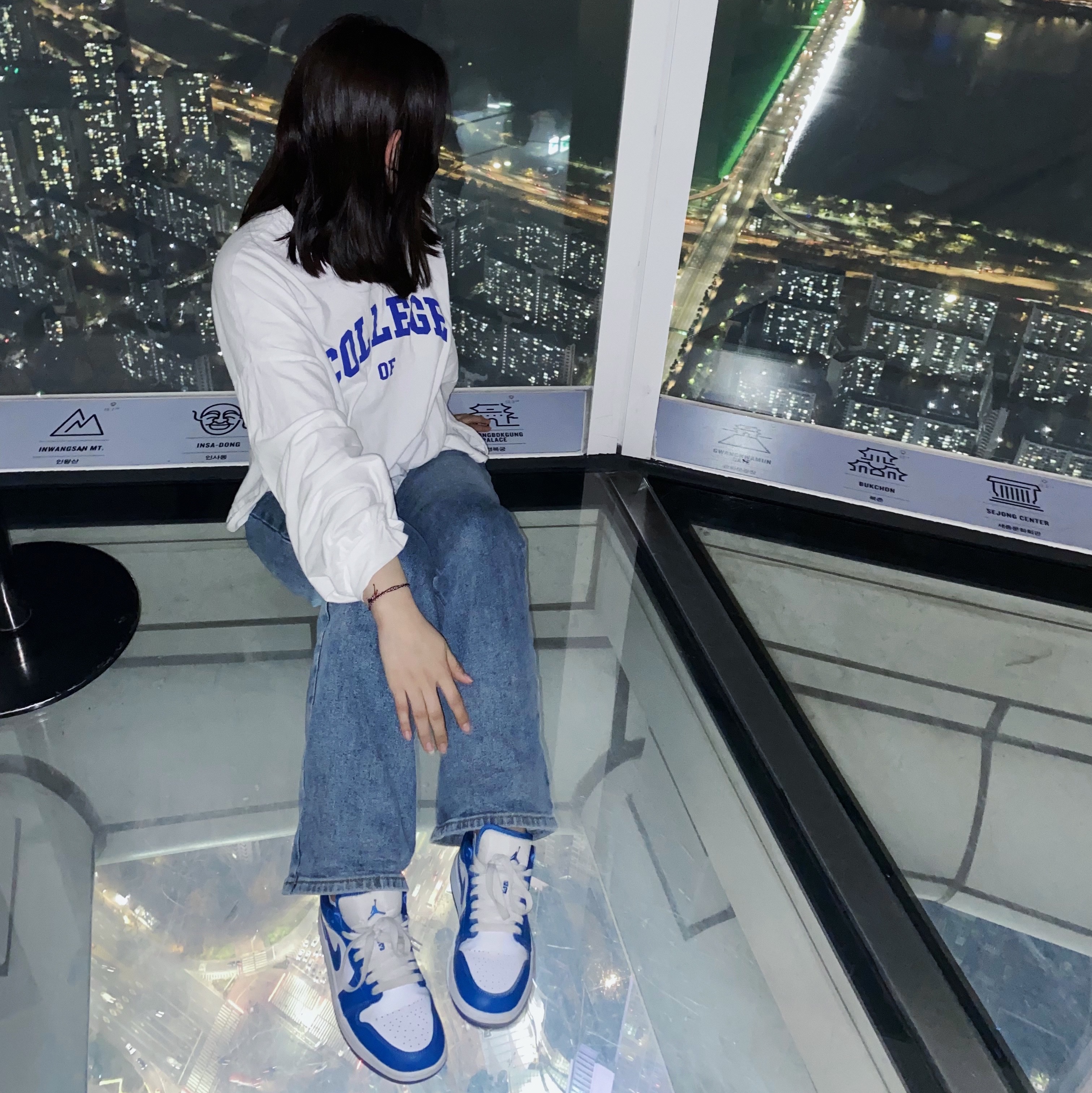 (W) Jordan 1 Low White Dark Marina Blue 착용 스타일