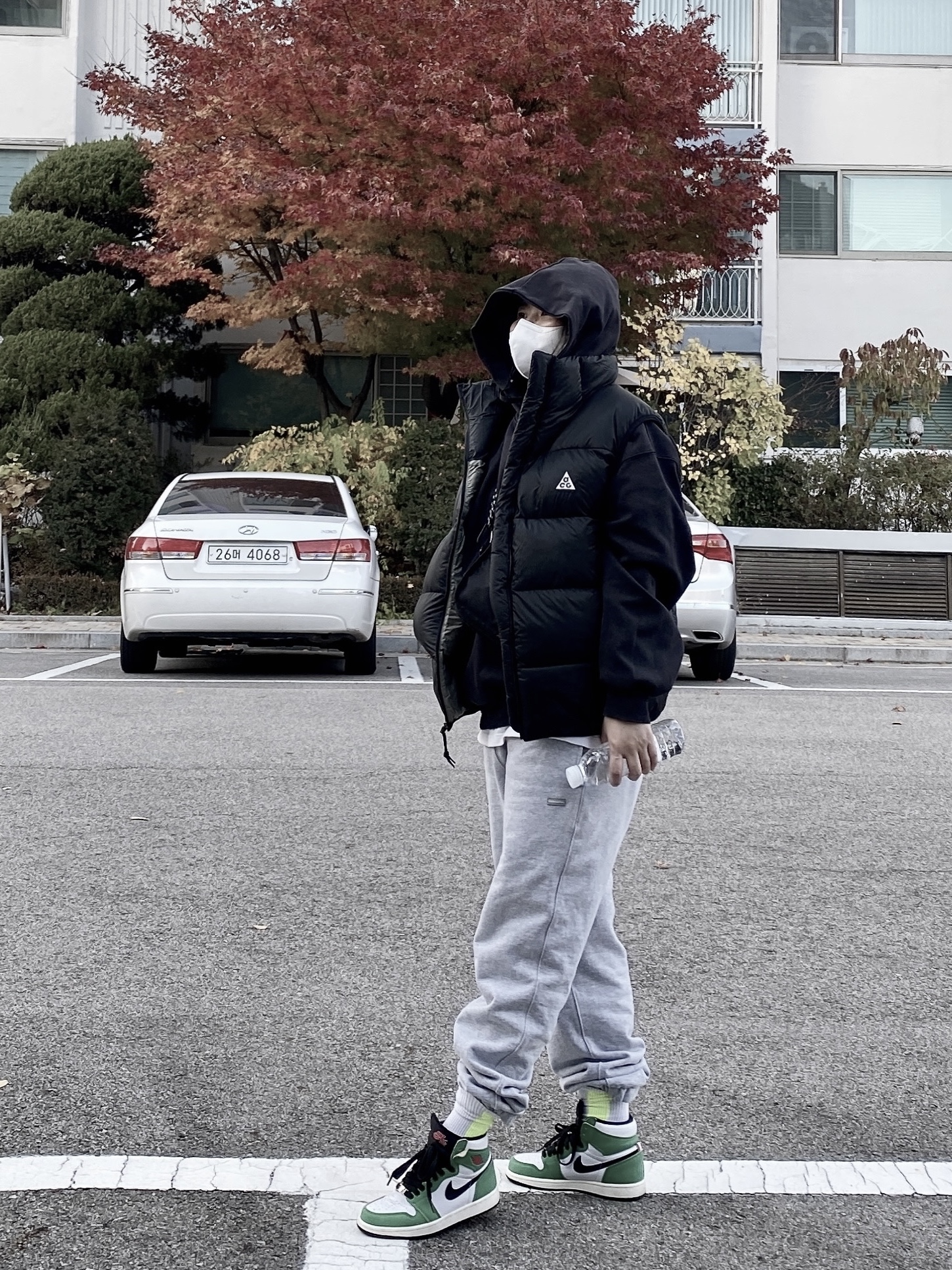 (W) Jordan 1 Retro High OG Lucky Green, Nike ACG Therma-Fit ADV Lunar Lake Puffer Vest Black - Asia 착용 스타일