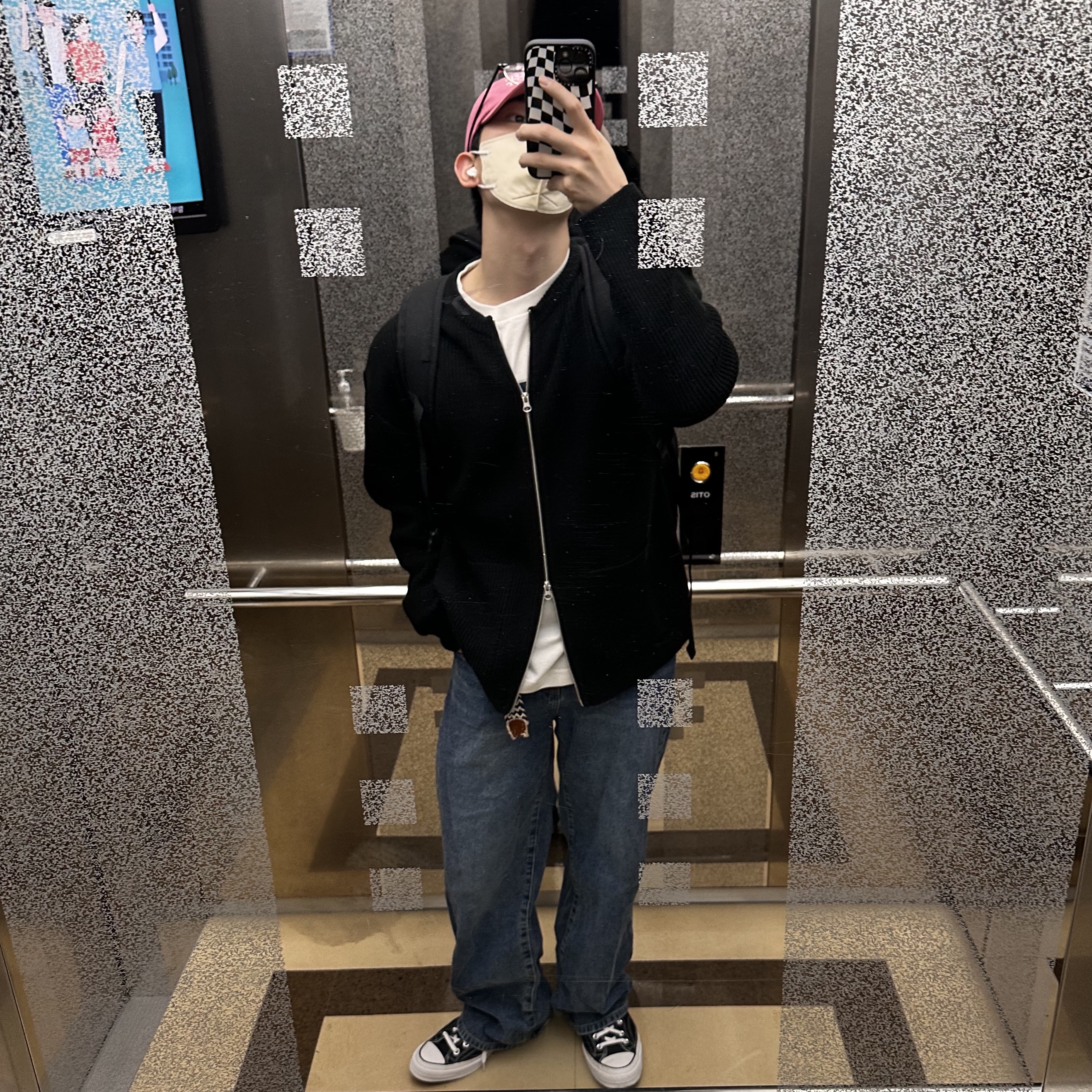 Converse x Stussy Chuck 70 High Black 착용 스타일