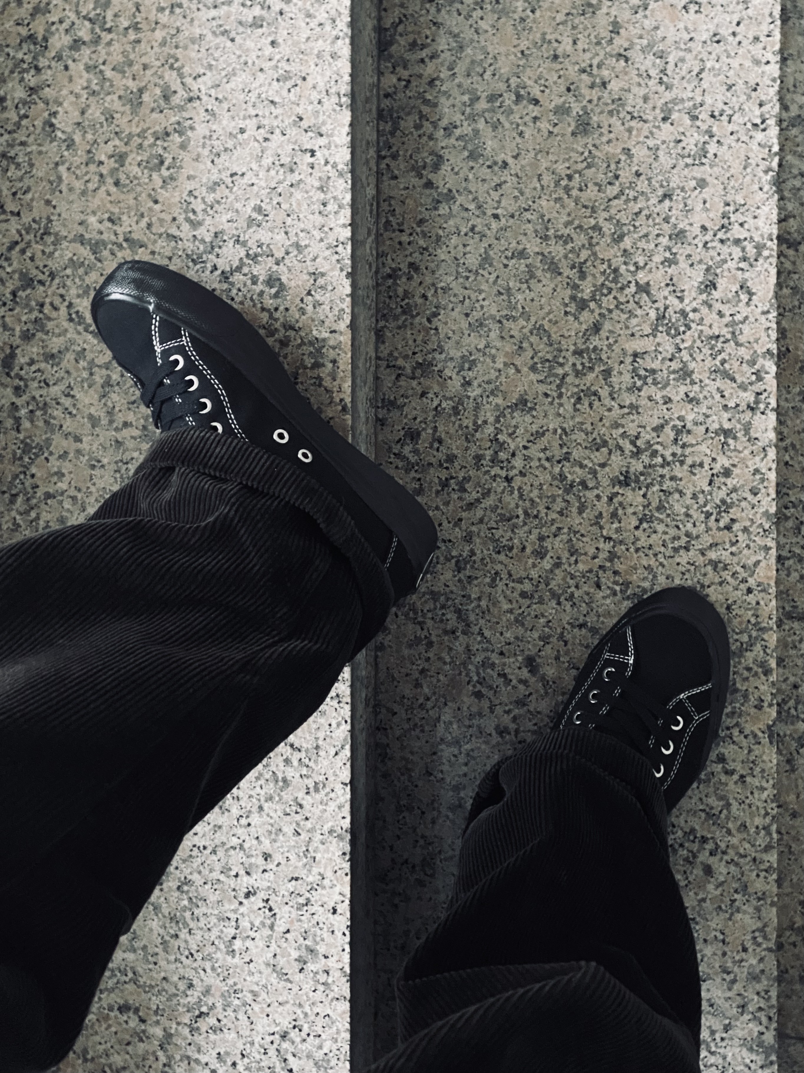 Last Resort AB Vm003 Canvas Hi Black Black White 착용 스타일 - 1