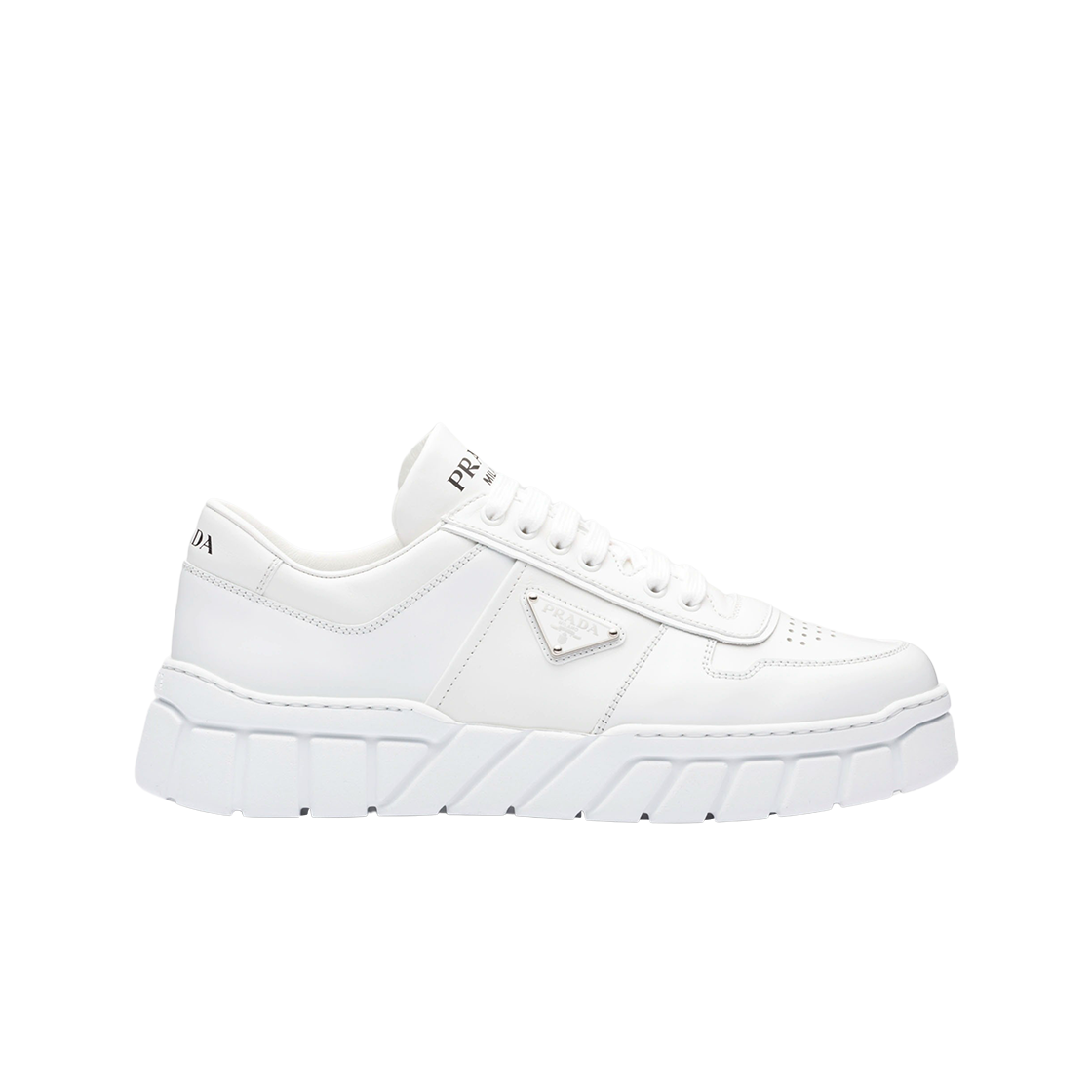프라다 러버 솔 레더 스니커즈 화이트(Prada Rubber Sole Leather Sneakers White) - 1