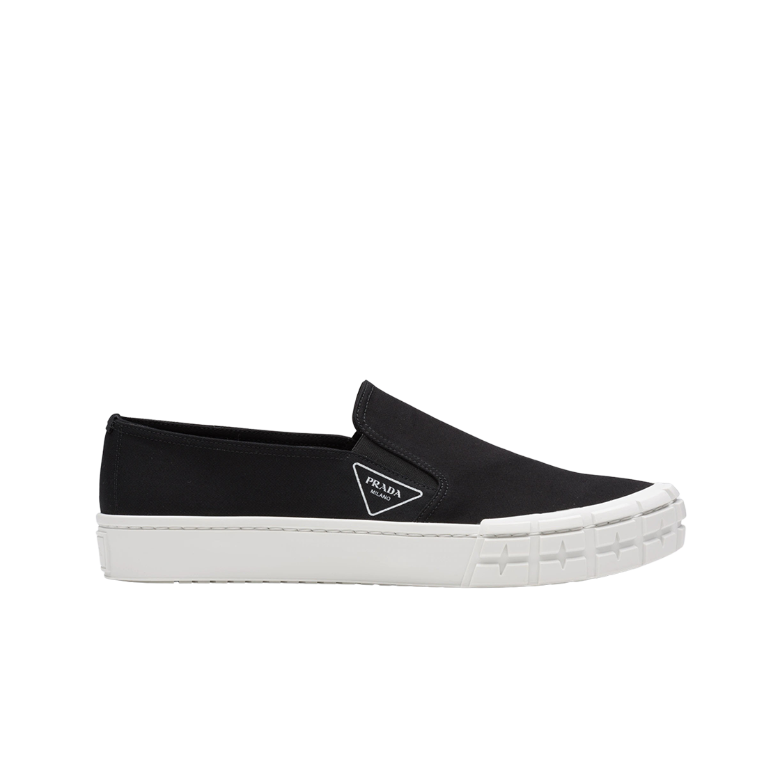 프라다 카세타 휠 슬립온 스니커즈 블랙 화이트(Prada Cassetta Wheel Slip-on Sneakers Black White) - 1