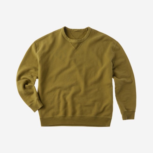 Ten C Garment Dyed Cotton Jersey Sweatshirt Green Amber