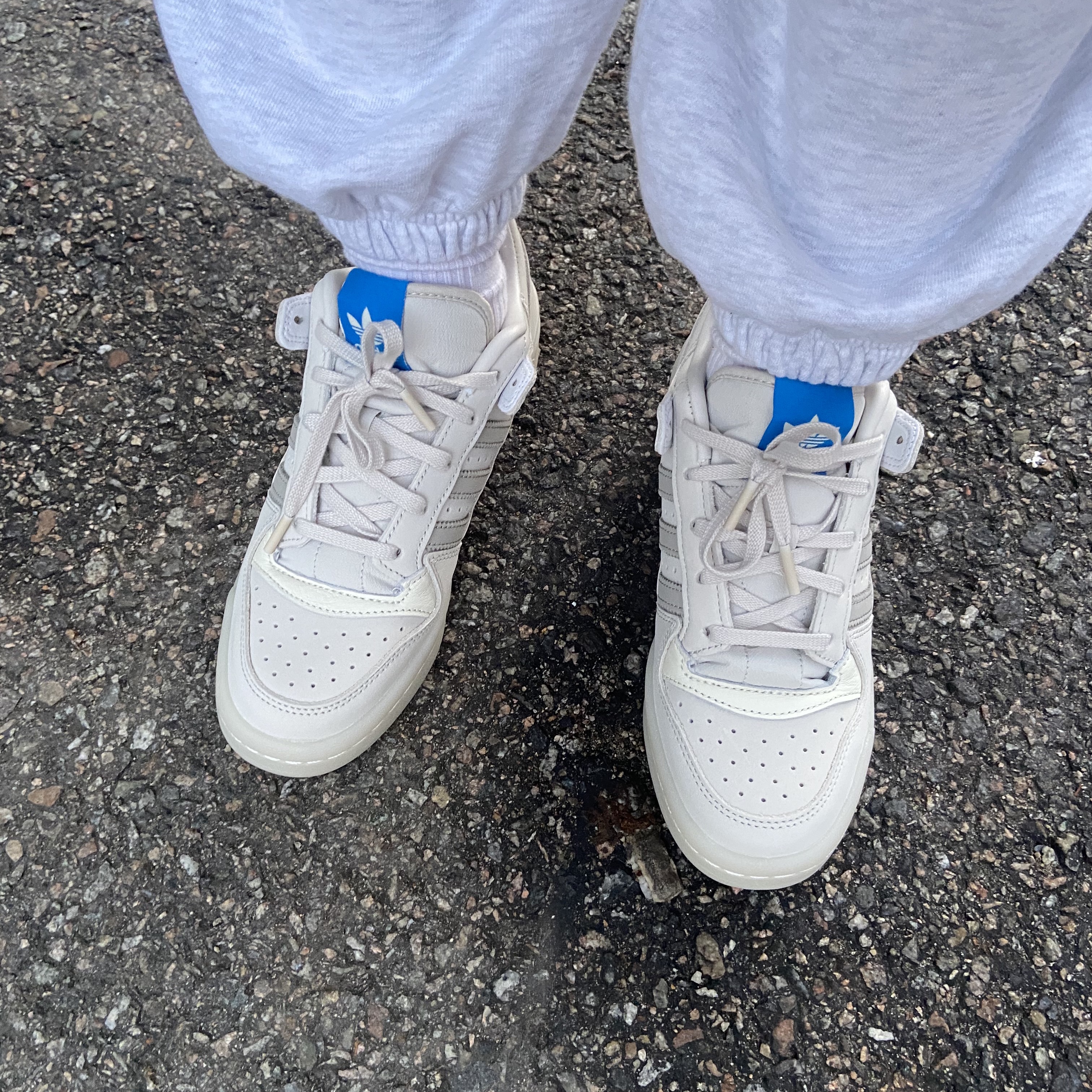 Adidas Forum Low Talc Sesame 착용 스타일