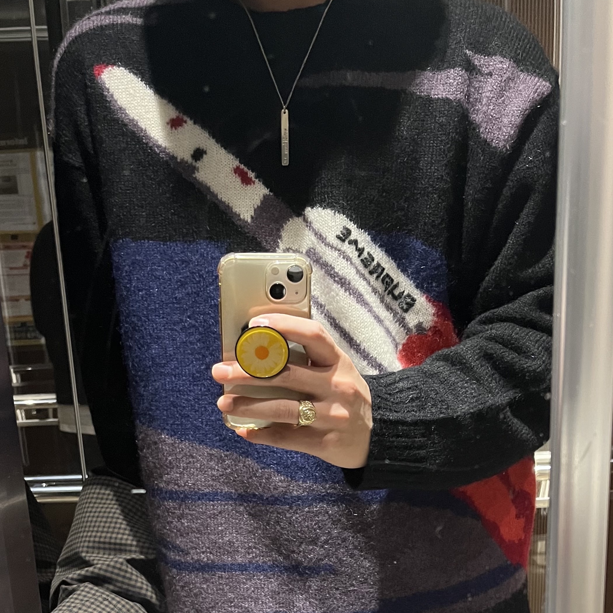 Supreme Rocket Sweater Black - 22FW 착용 스타일