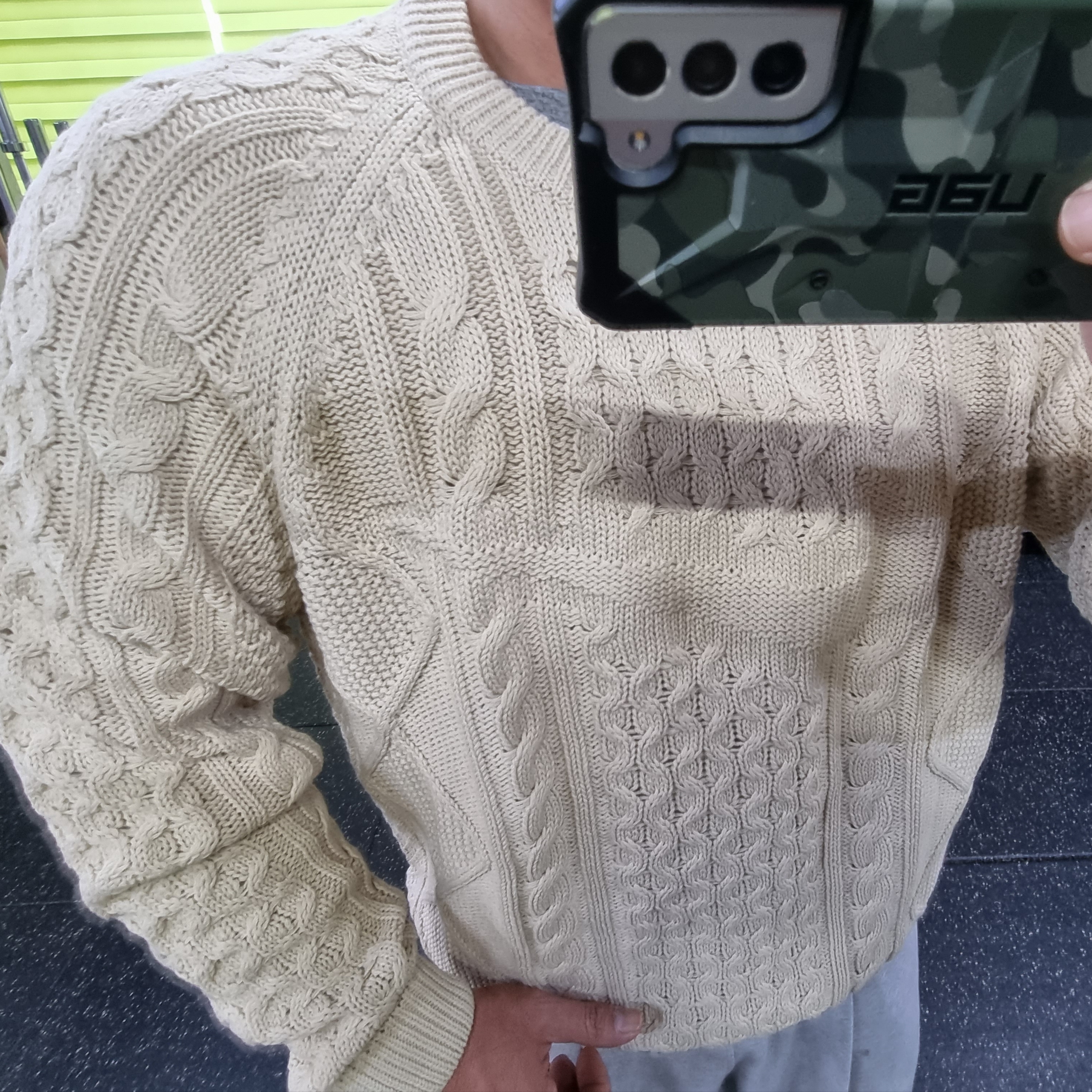 Nike Cable Knit LS Sweater Rattan - Asia 착용 스타일 - 4