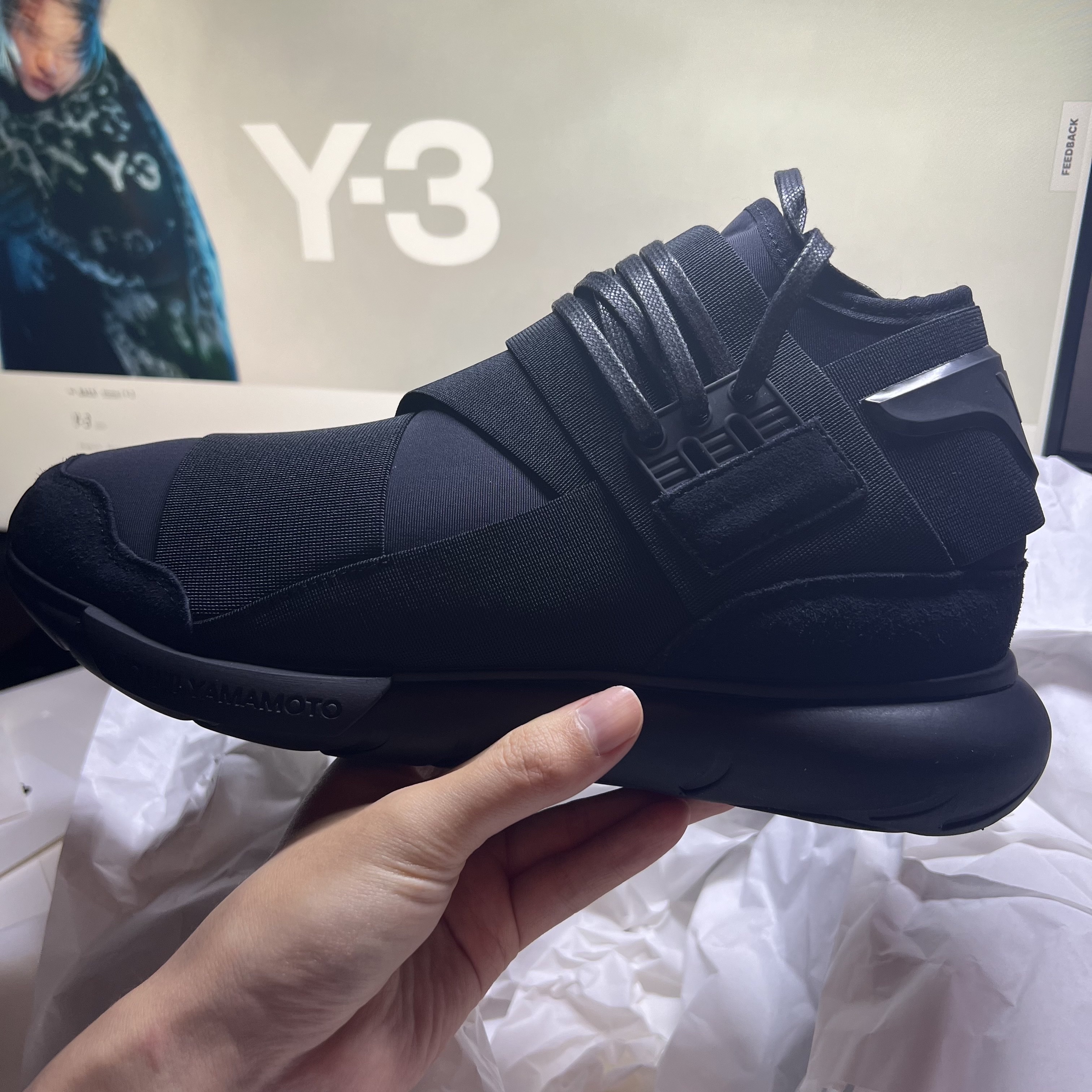 Y-3 Qasa High Triple Black, Y-3 Qasa High Black White 착용 스타일 - 3