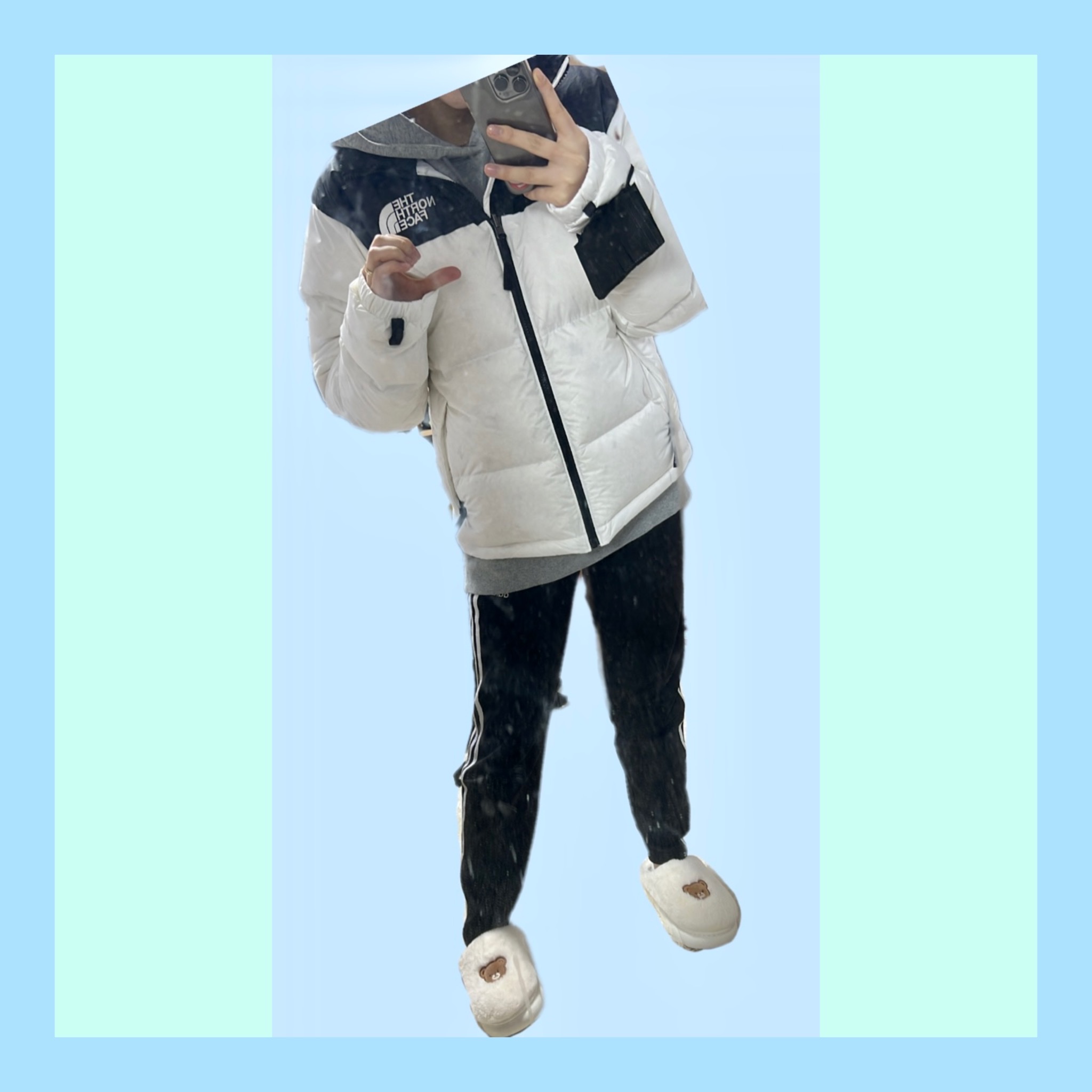 The North Face 1996 Eco Nuptse Jacket White 착용 스타일