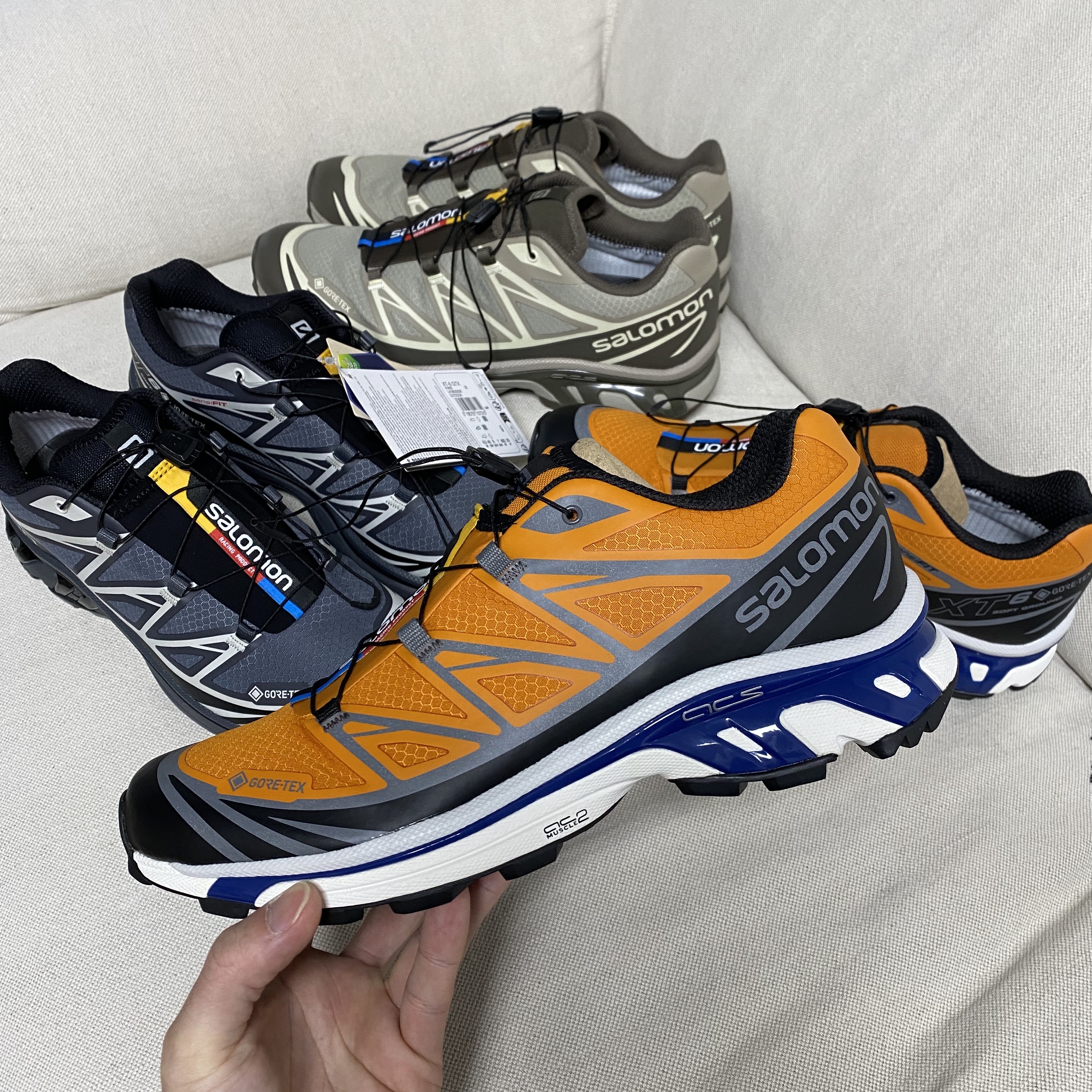 Salomon XT-6 Gore-Tex Black Ebony, Salomon XT-6 Gore-Tex Vintage Khaki 착용 스타일